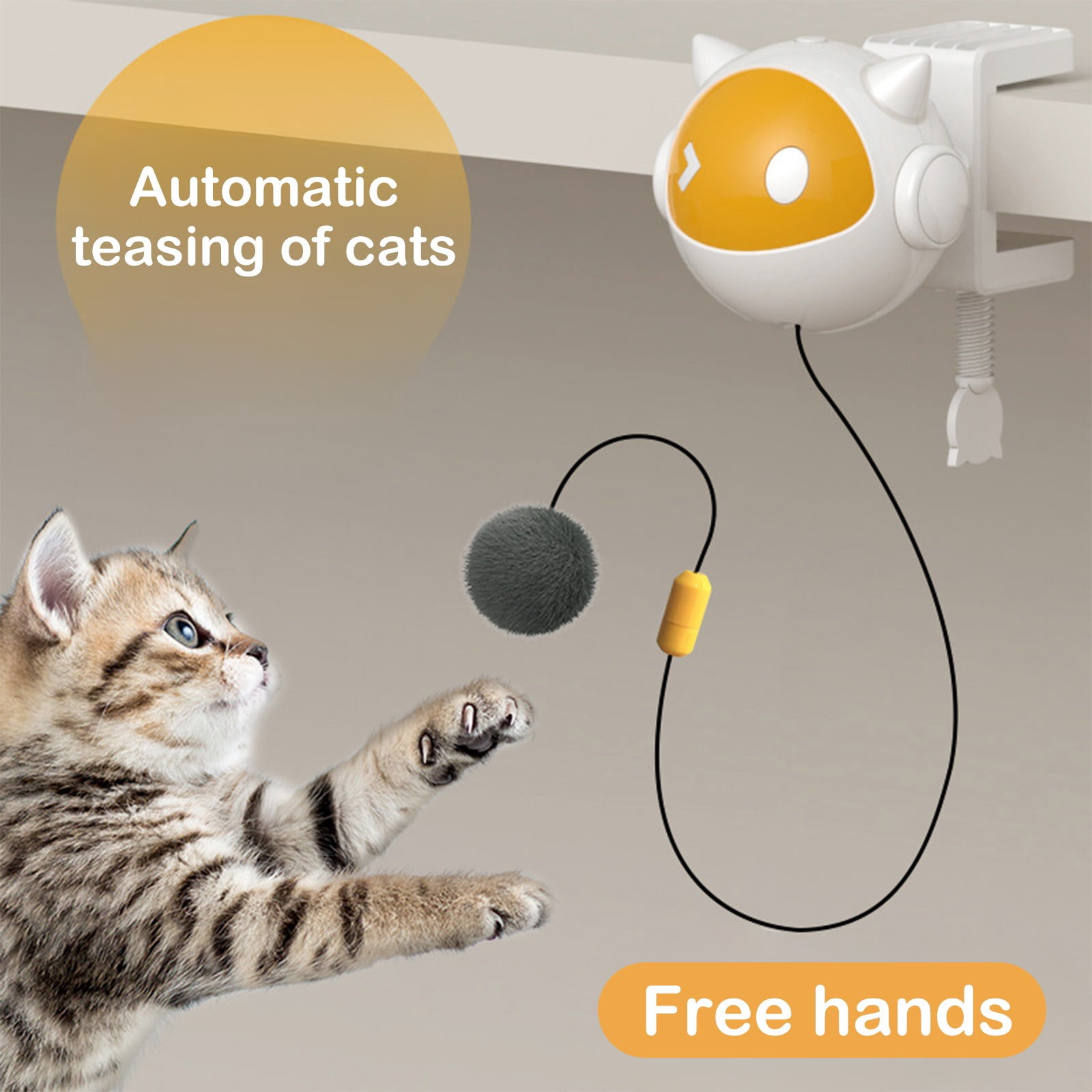 Conbo Automatic Interactive Cat Toy Electric Motion Activated Rolling Ball (Orange, 3.15 x 2.56 x 2.56 in) d6cm1