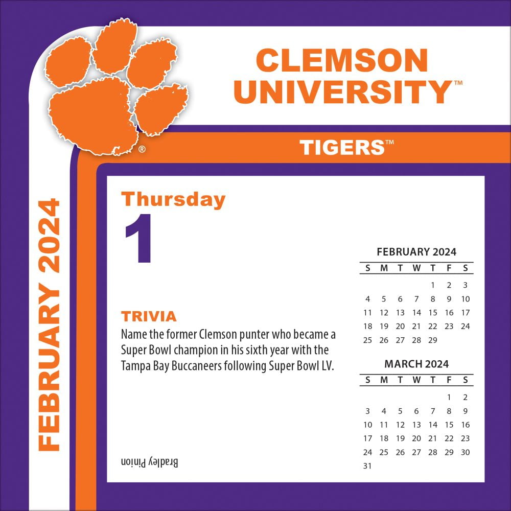 Turner Sports Clemson Tigers 2024 Box Calendar (Daily Desk Planner, 6 in x 5 in) monly