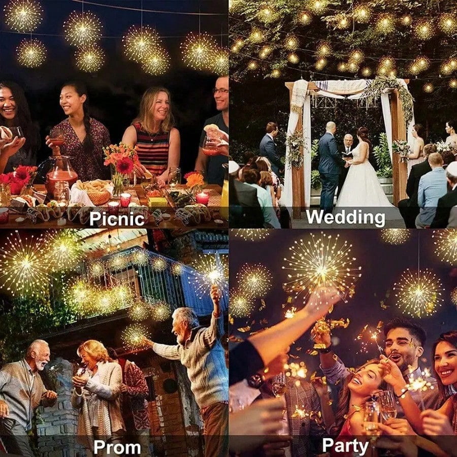 Generic Solar Hanging Firework Lights 480 LED Outdoor Starburst Sphere Fairy Lights (White, 4 Pack) 5l1nn