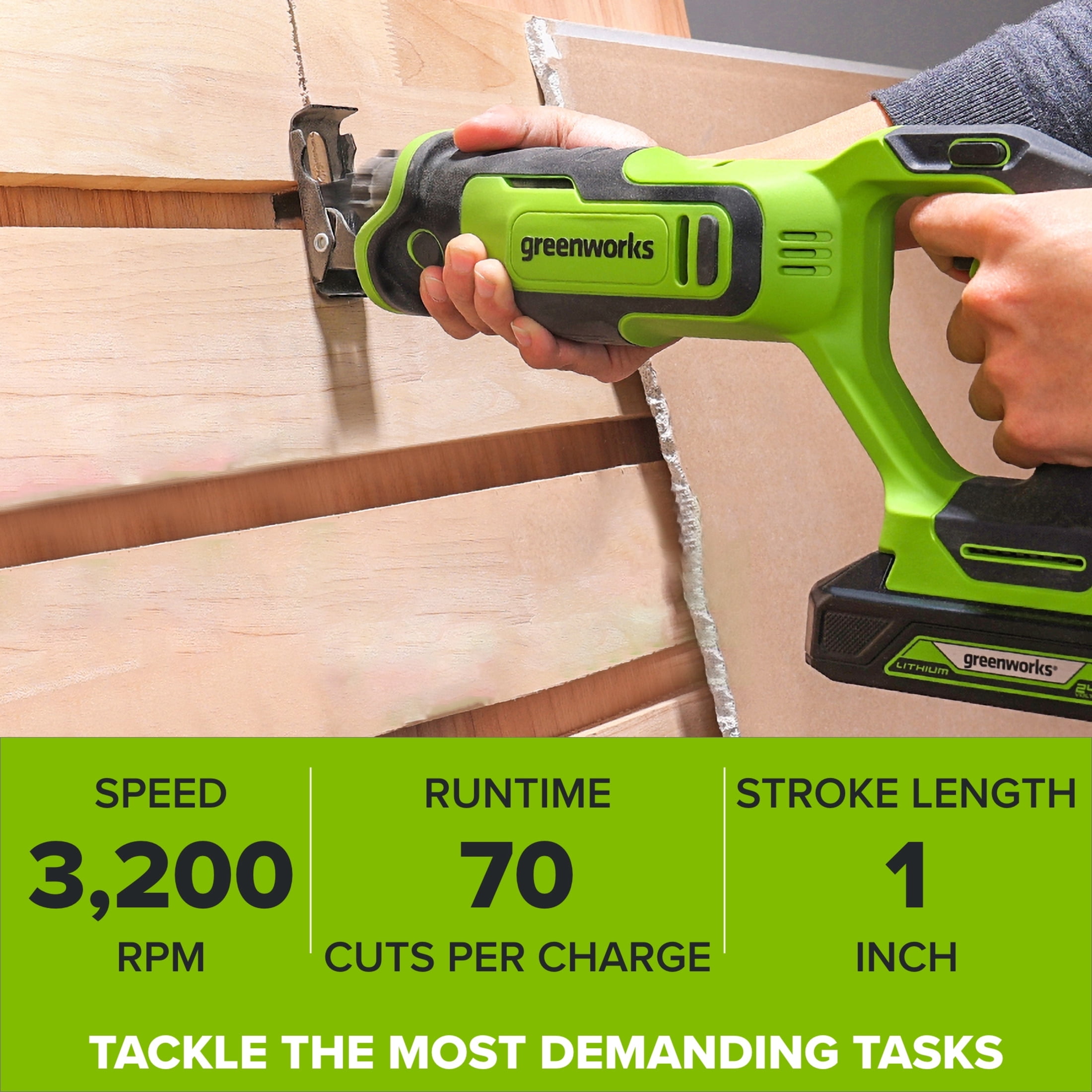 Greenworks PowerAll 24V Brushless Reciprocating Saw Kit with 2Ah Battery and 30W Charger (1 in Stroke Length) jjsok