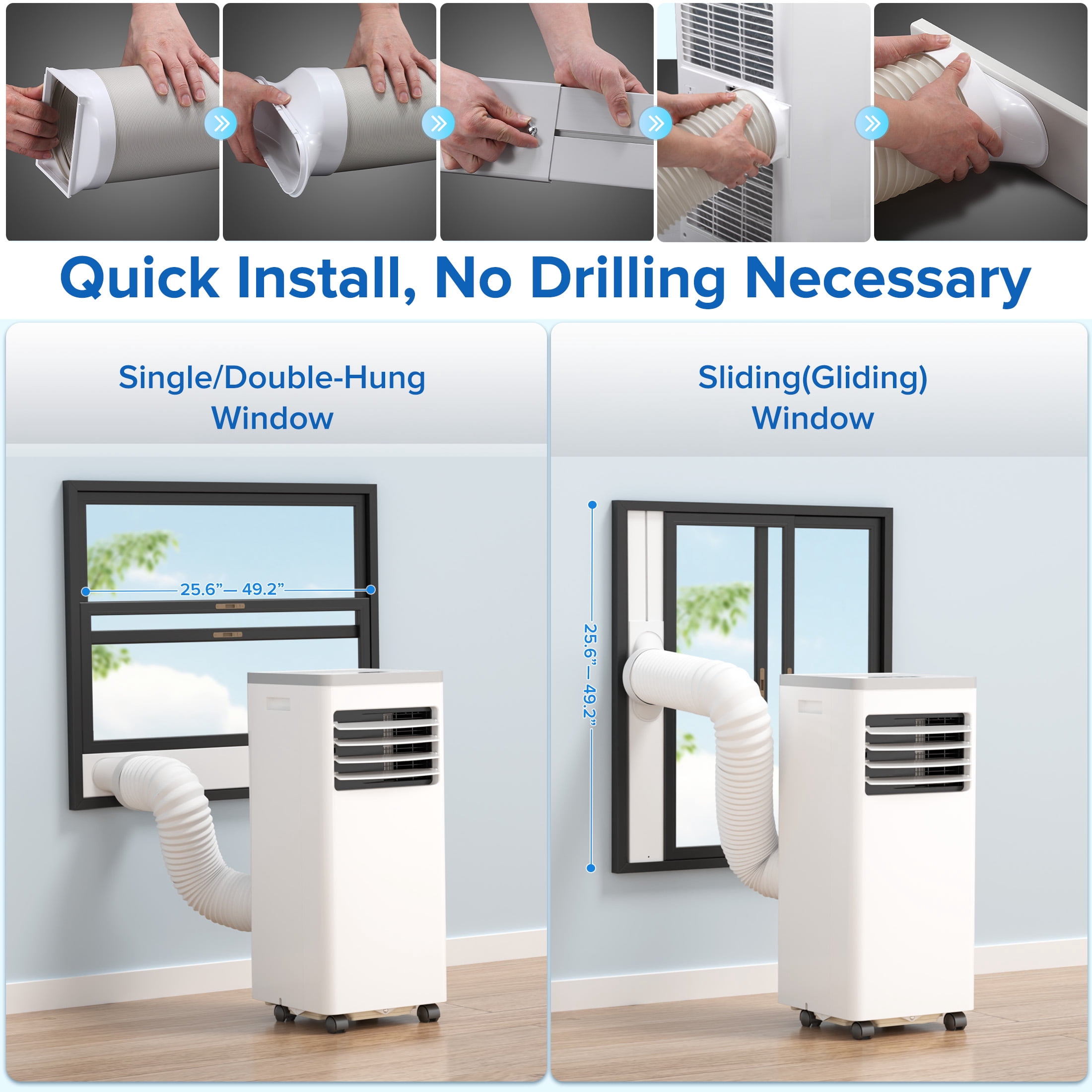 KissAir Portable Air Conditioner, 4-in-1 Quiet Cooling Unit with Dehumidifier, Fan, and Sleep Mode (8,000 BTU, 350 Sq. Ft) 6cagl