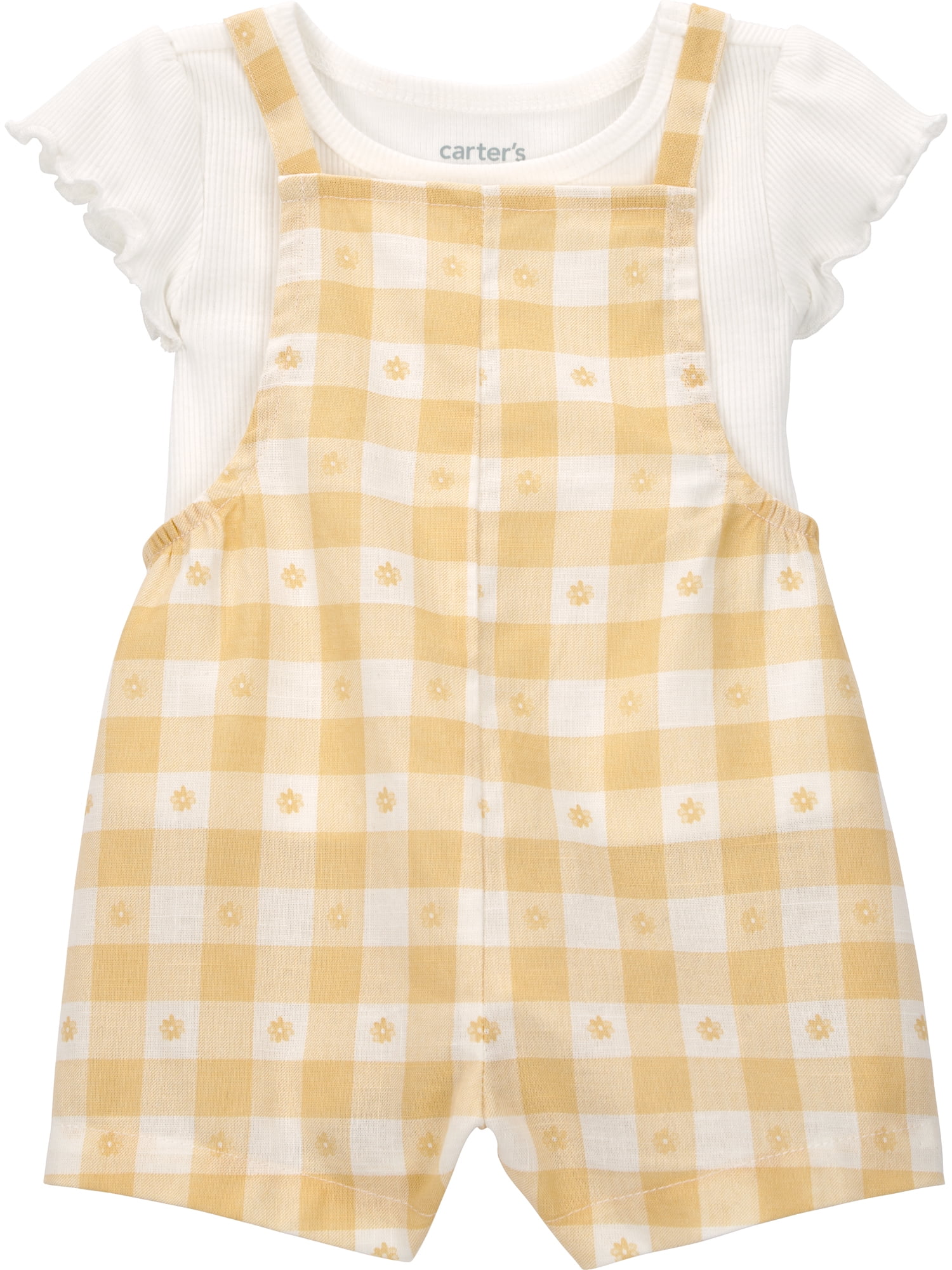 Carter's Child of Mine Baby Girl Overall Set, 2-Piece Cotton Outfit (Yellow, 0-3 Months) 7852f