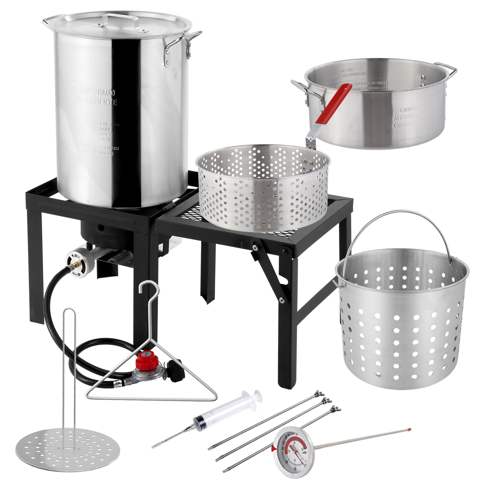 Zimtown Outdoor Turkey Fryer and Boiling Pot Set with Folding Side Table and Thermometer (30 qt, 10 qt) reftl