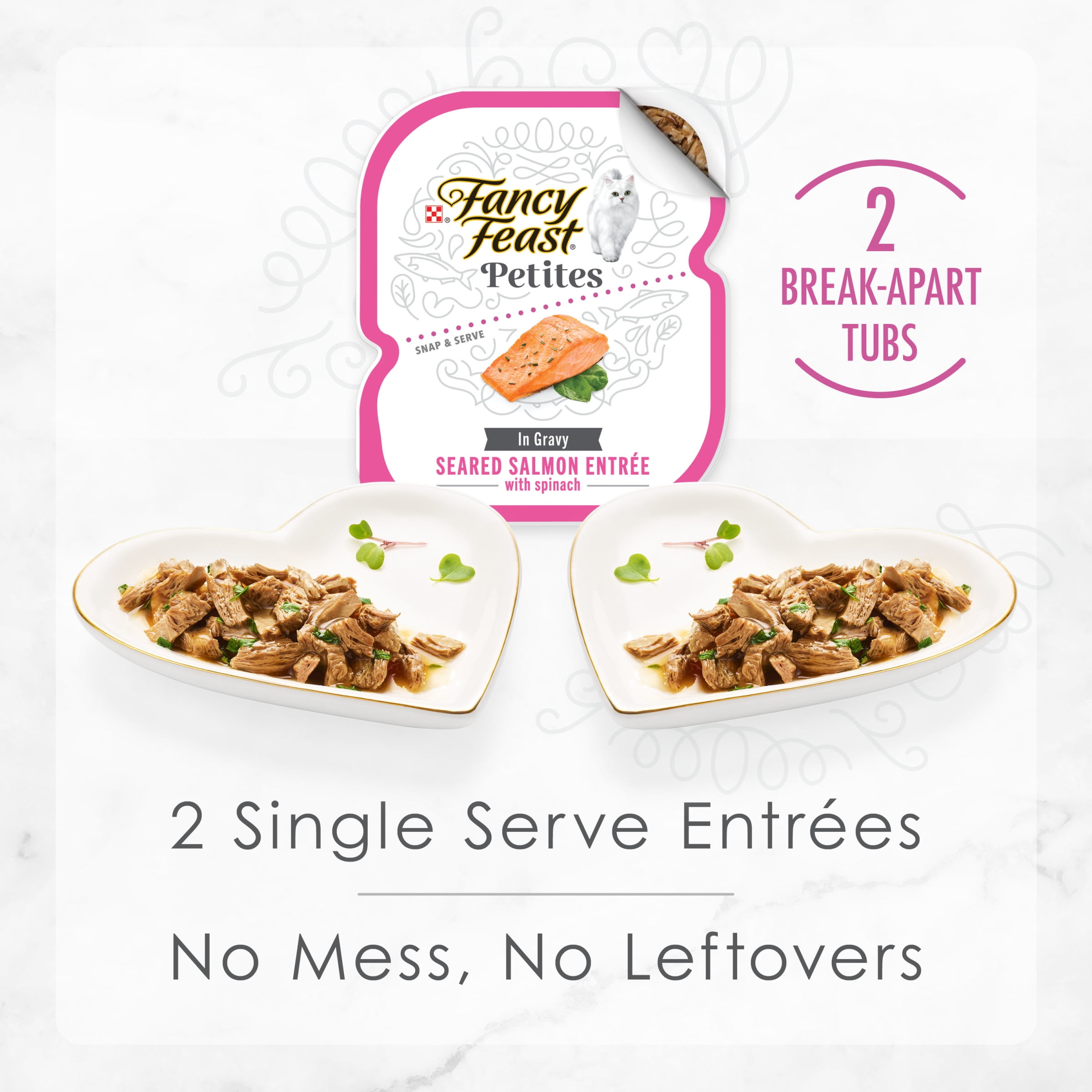 Fancy Feast Petites Seared Salmon Entree with Spinach Wet Cat Food (12 Pack, 2.8 oz) anumx