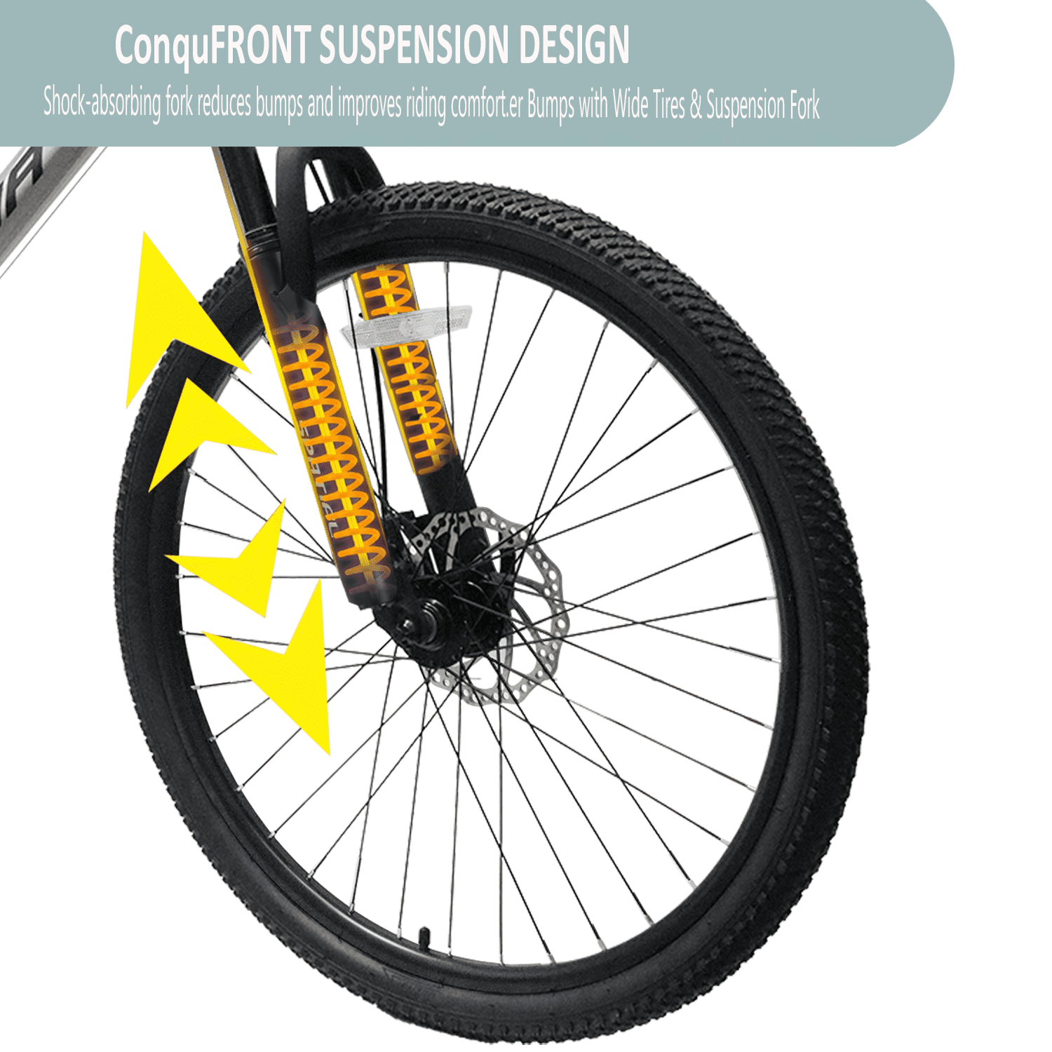 GASENDALA 26 in Mountain Bike, 21-Speed Aluminum Frame Bicycle with Dual Suspension (Matte Metallic Silver, 26 in) ztrvq