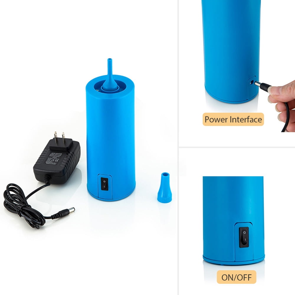 Riousery Electric Balloon Inflator Pump Portable Air Blower with 2 Nozzles for Party Decorations (Blue, 9.06 in) i9fxm