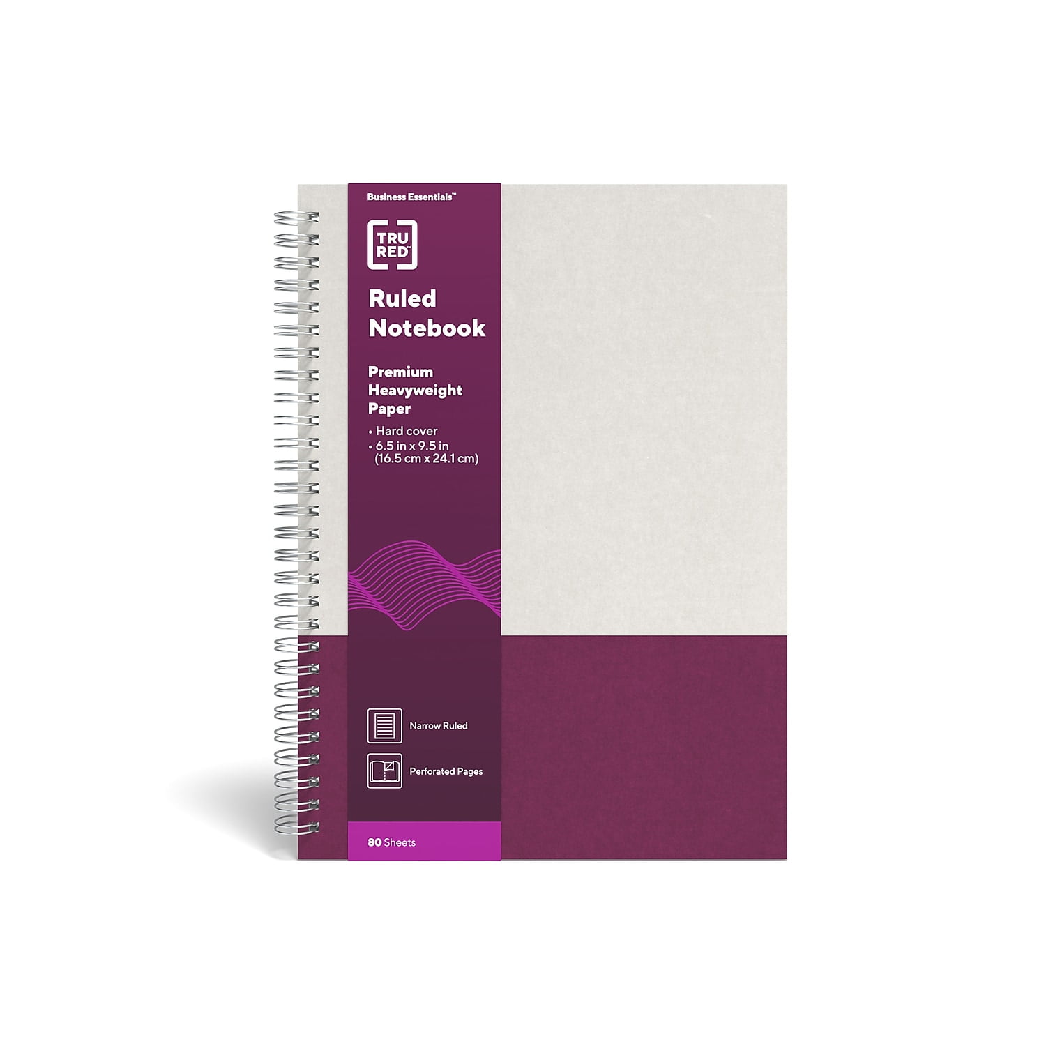 WorkLife Brands TRU RED Hard Cover Ruled Notebook (Gray/Purple, 6.5 in x 9.5 in) 95z4w