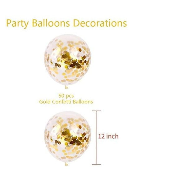 Kebile Gold Confetti Latex Balloons, Premium Party Decorations for Weddings and Birthdays (Clear/Gold, 50 Count, 12 in) jibl1