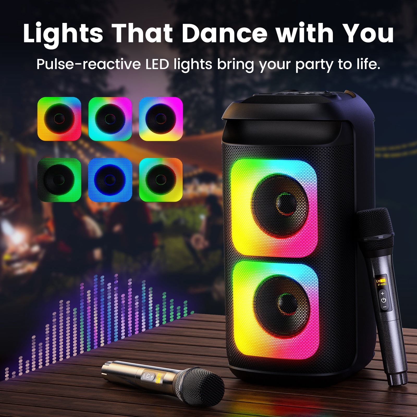 JYX Portable Bluetooth Party Speaker System with Dual Microphones and Remote Control (Black, 40W) yj1lj