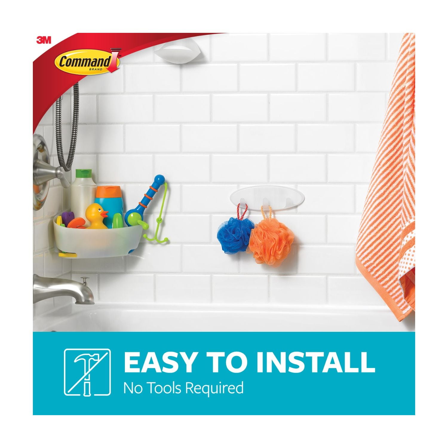 Command Bath Multi-Hook, Damage-Free Water Resistant Bathroom Organizer (White, 1 Hook) 88fsh