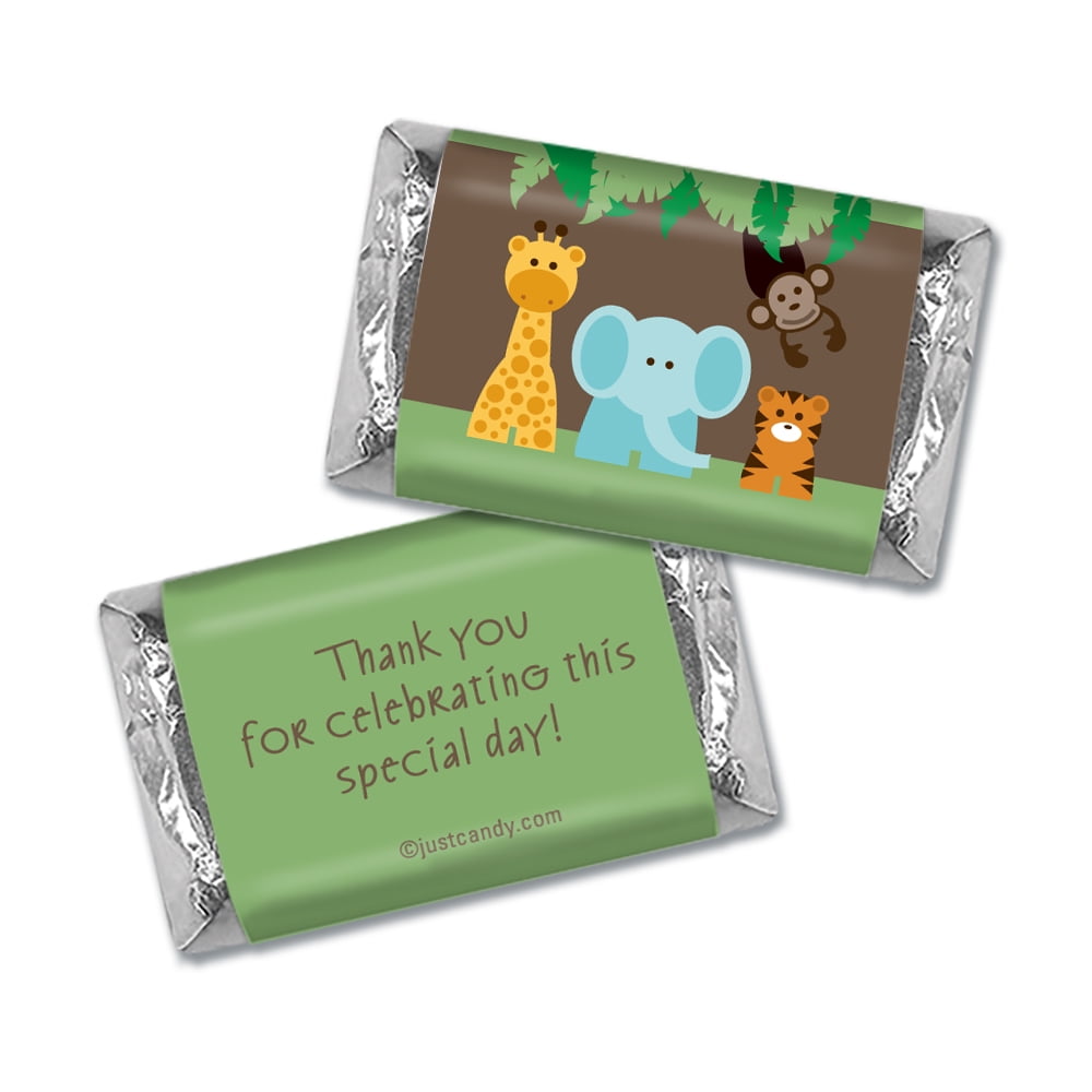 Just Candy Jungle Safari Baby Shower Mini Wrappers for Chocolate Bars (Green, 100 Count) t2eov