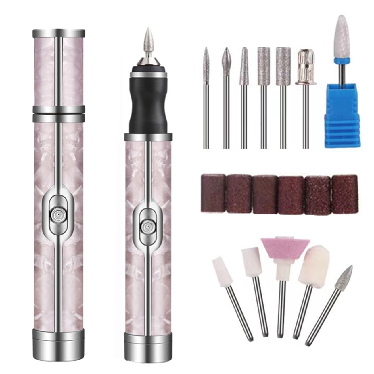 Damaii Electric Nail Drill Kit, Professional Manicure and Pedicure File for Acrylic and Gel Nails (Pink, 1 Kit) vo89a