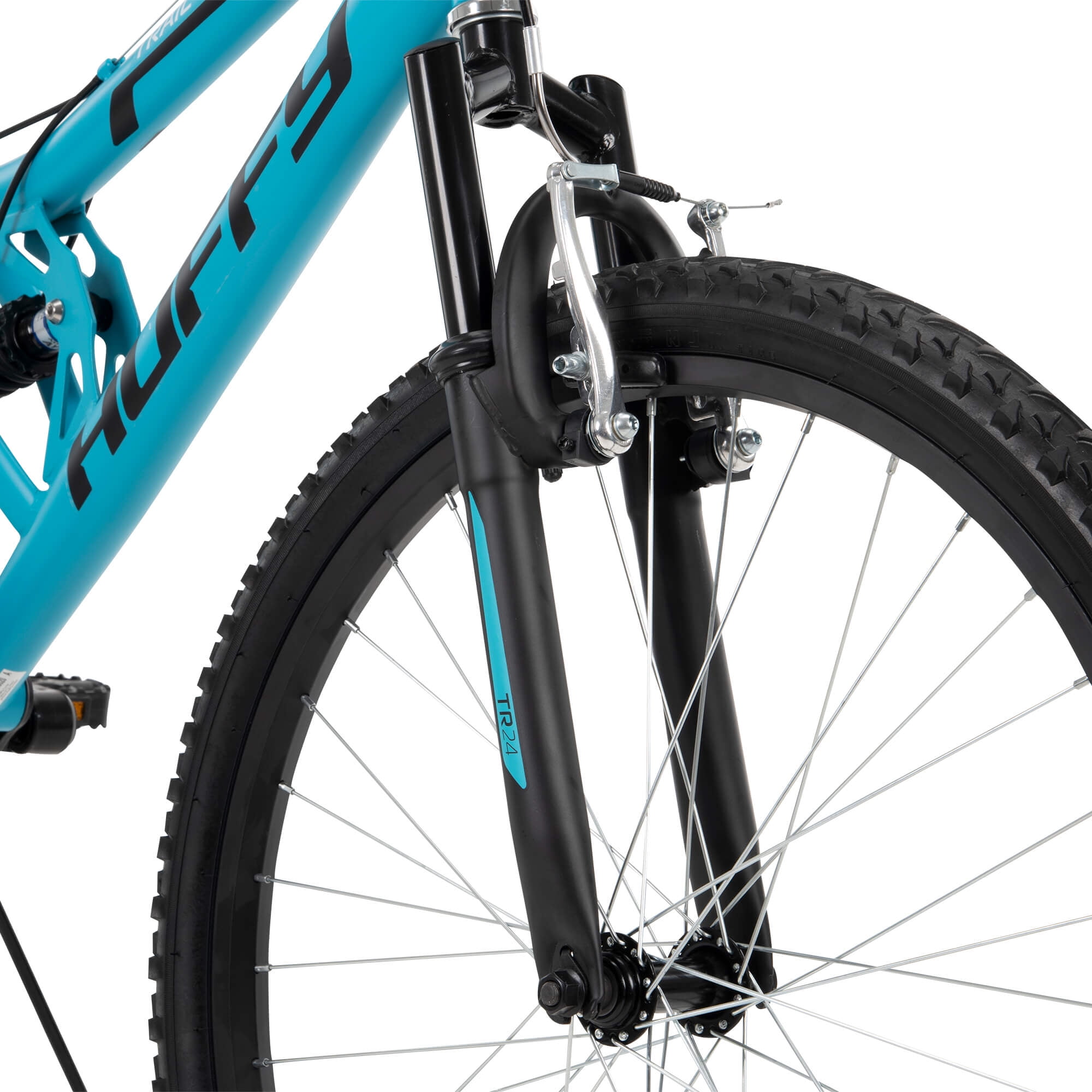 Huffy 24 in Trail Runner Mountain Bike, Dual Suspension, All-Terrain, Women's Adult (Teal, 24 in) ur64d