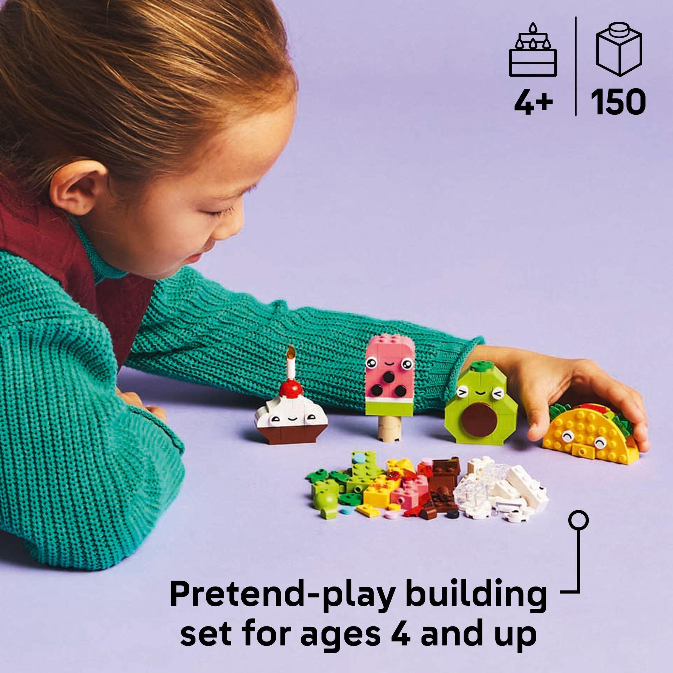 LEGO Classic Creative Food Friends Building Set, Imaginative Pretend Play Food Construction Kit (161 Pieces) i5di9