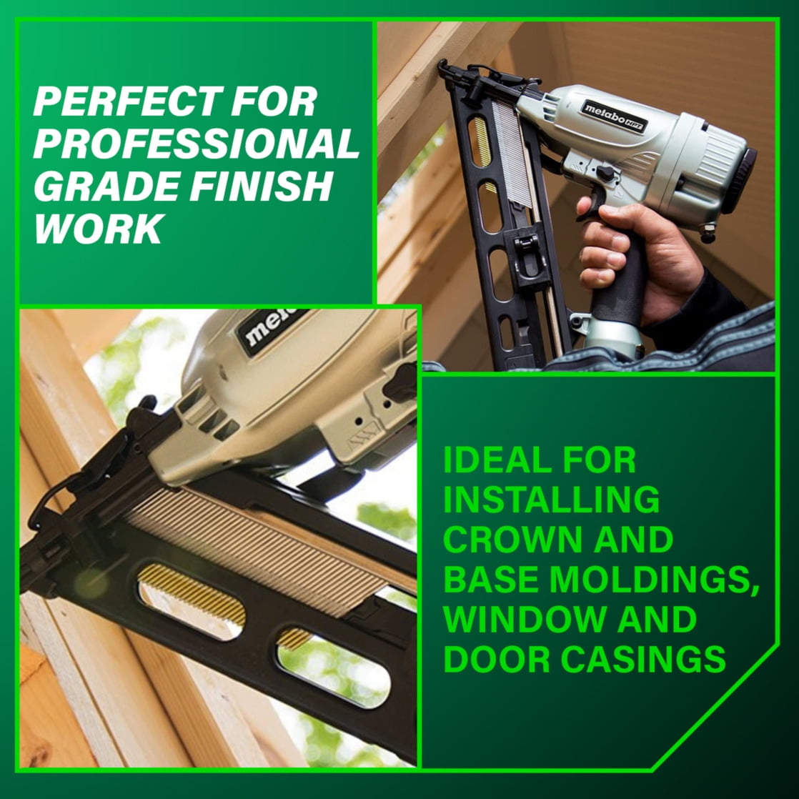Metabo HPT Pneumatic 15-Gauge Angled Finish Nailer (NT65MA4, 1.25 in to 2.5 in) 44m6p