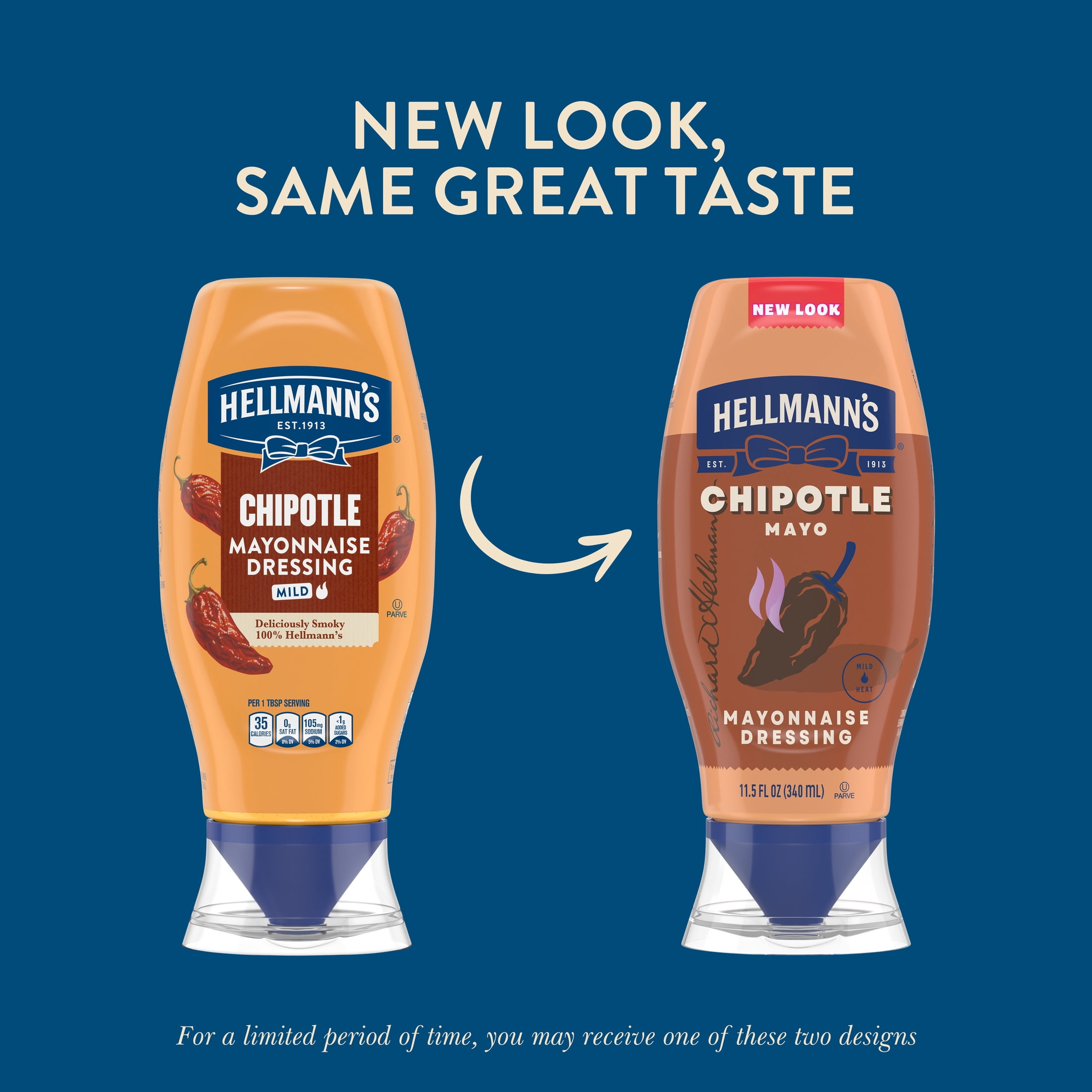 Hellmann's Mild Chipotle Mayonnaise Dressing, Smoky Flavor Sauce (11.5 fl oz) 2f9wr