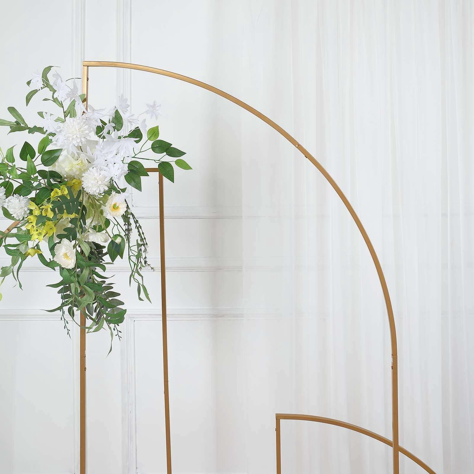Efavormart Half Moon Wedding Arch Backdrop Stand, Metal Floral Frame Arbor Display (Gold, 3ft W x 6ft H) 1z54g