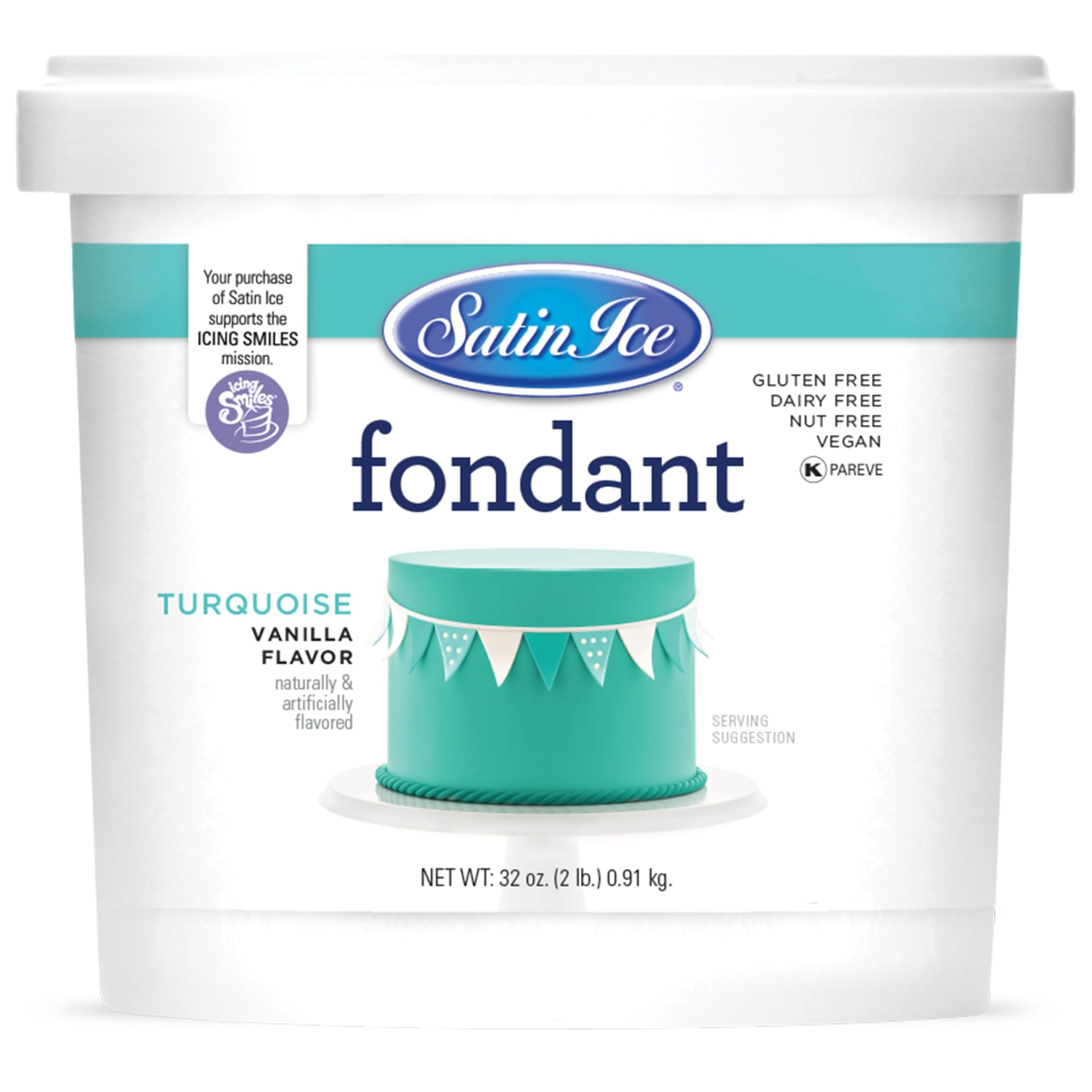 Satin Ice Rolled Fondant Icing for Cake Decorating (Turquoise, 2 lb) 8eyiw