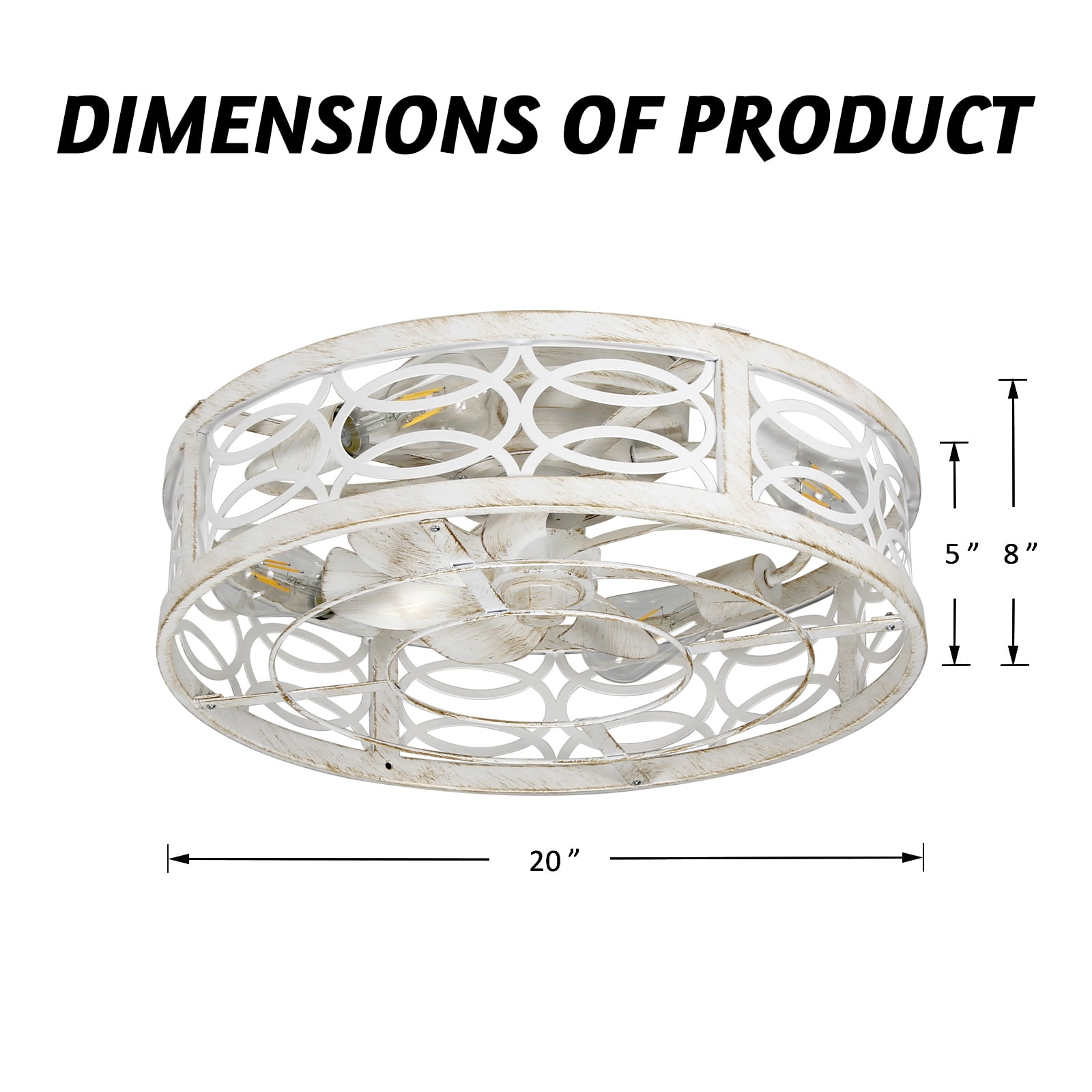RJFKSNC Caged Ceiling Fan with Lights and Remote, Flush Mount Low Profile Indoor Fan for Bedroom and Kitchen (20 in) u7bzq