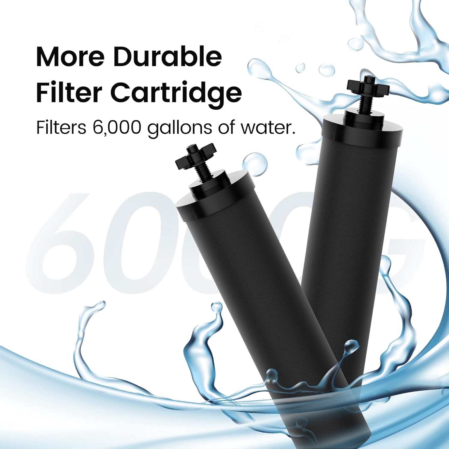 FilterLogic Gravity Water Filter Replacement Set for Berkey Systems (Black, 2-Pack) ytksf