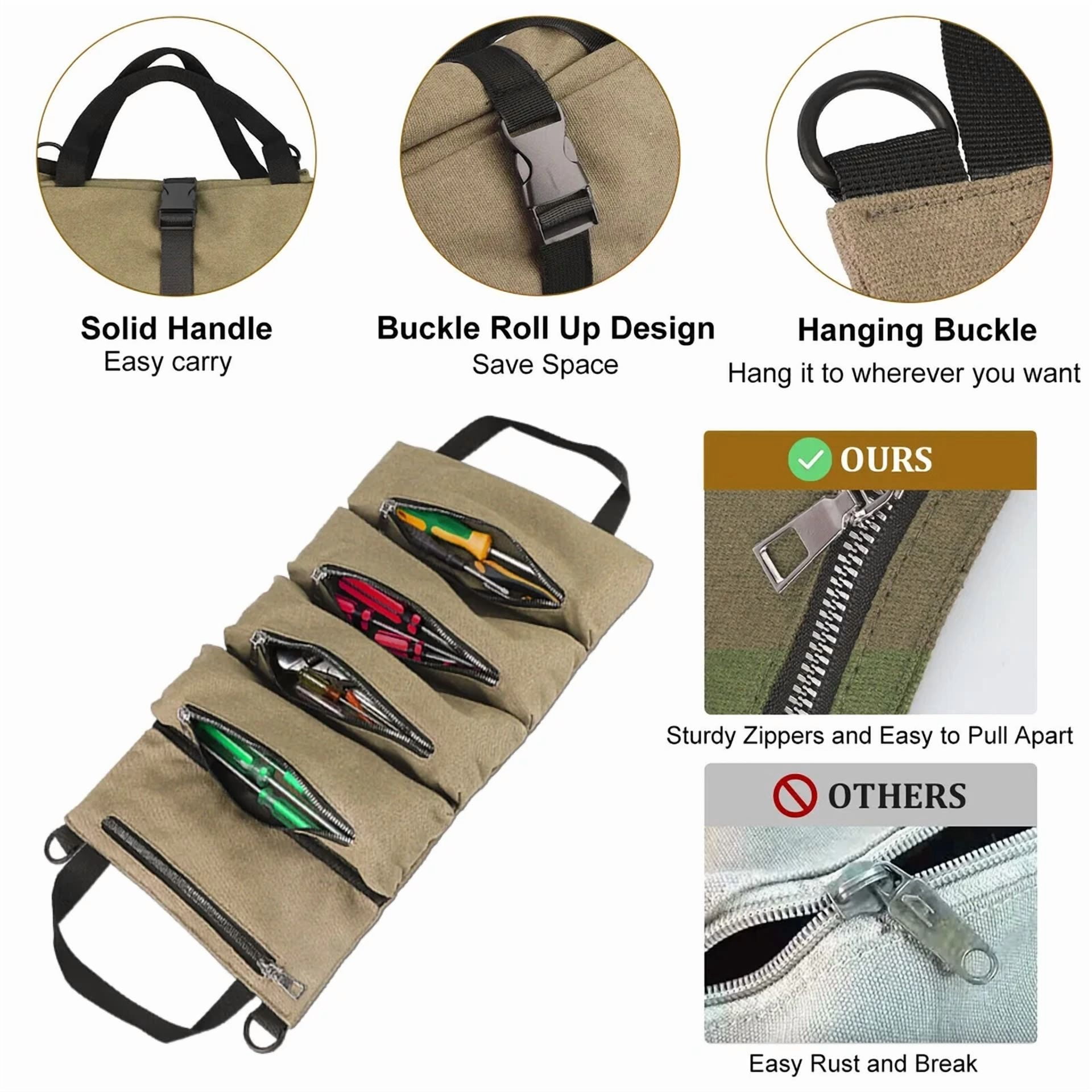 Knack Roll Tool Organizer, Waterproof Multi-Purpose Wrench Pouch and Hanging Carrier (18 in x 12 in) 3mgwp