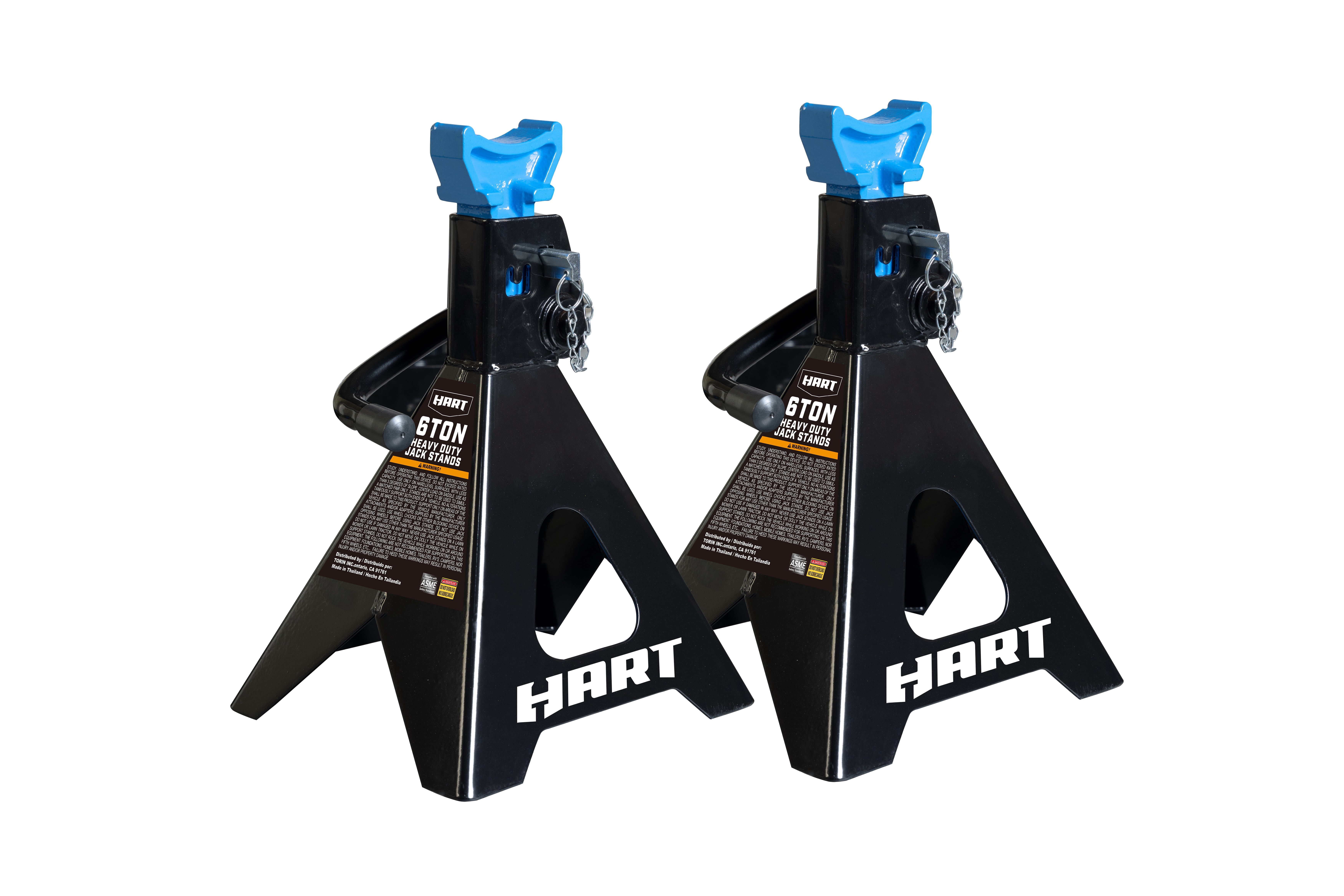 HART Double Locking Steel Jack Stands, Heavy-Duty Automotive Support (Black, 12000 lb Capacity, 1 Pair) 6g9ea