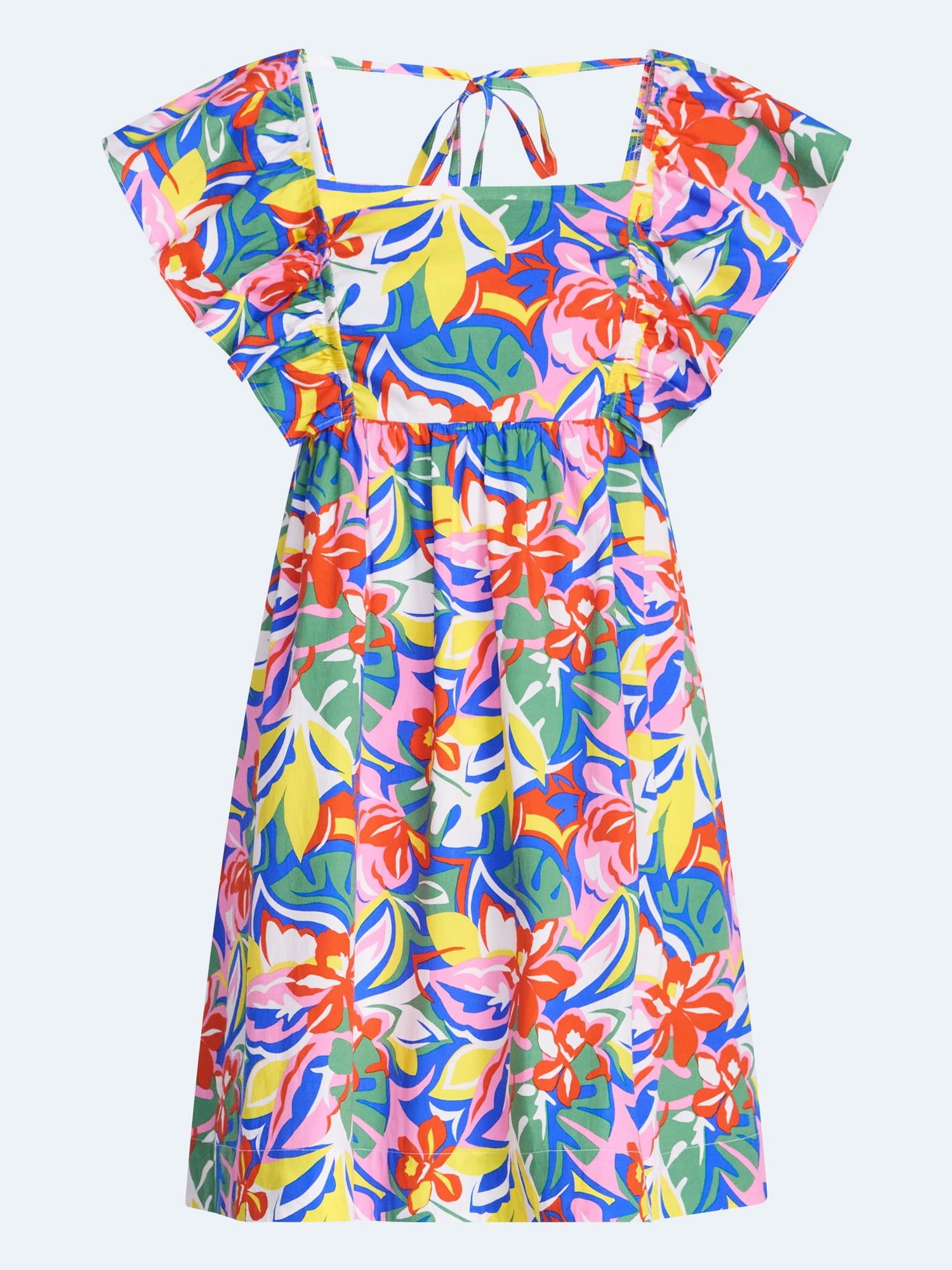 Free Assembly Women's Square Neck Flutter Sleeve Mini Dress (Green, XS) 6mdsc
