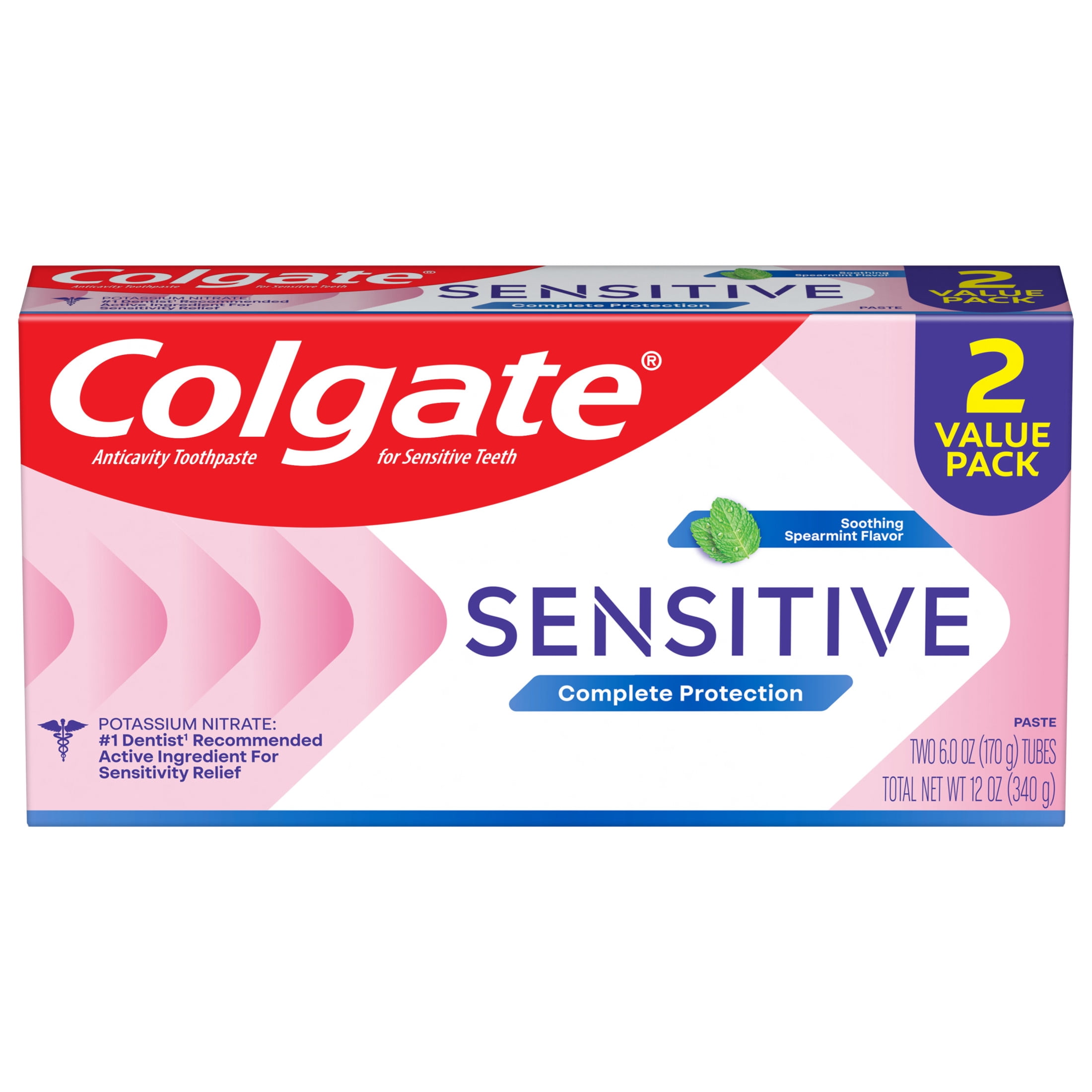Colgate Sensitive Toothpaste, Complete Protection, Mint Clean (6 oz, Pack of 2) l9x8m
