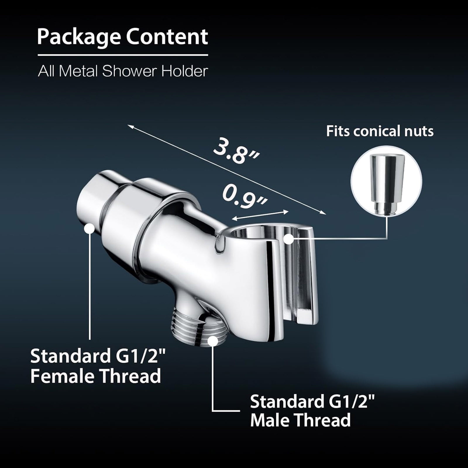 erfcxs Handheld Shower Head Holder Adjustable Brass Mount with 360 Swivel (Black, 0.87 in) lv6c6