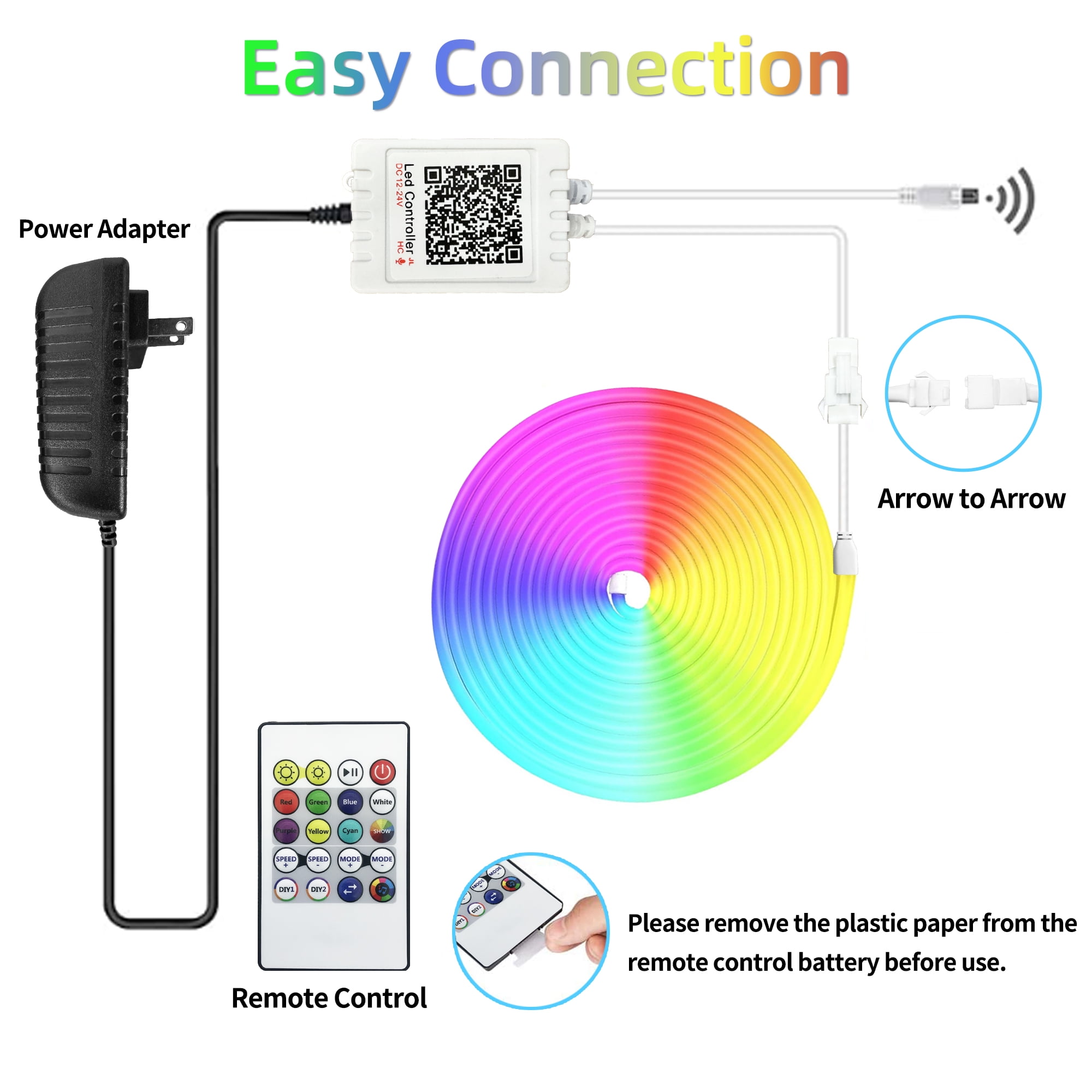 DAYBETTER LED Neon Rope Lights, Music Sync RGBIC Strip with APP and Remote Control, Waterproof DIY Lighting for Bedroom and Outdoor Decor (16.4 ft) mbme7