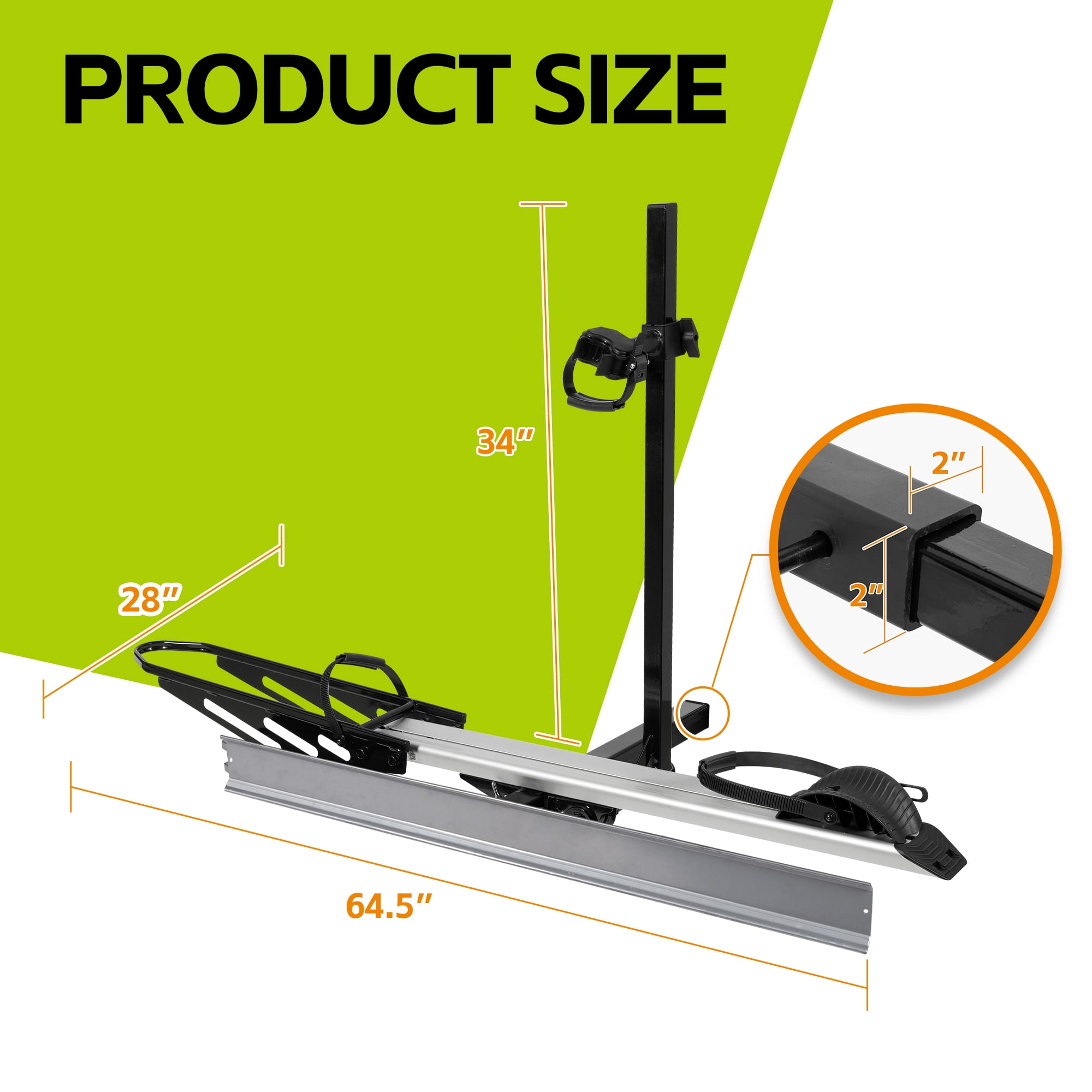 Vantana Hitch Bike Rack with Loading Ramp, Heavy-Duty Aluminum Carrier for Electric Bikes (Silver, 100 lb Capacity) o19al