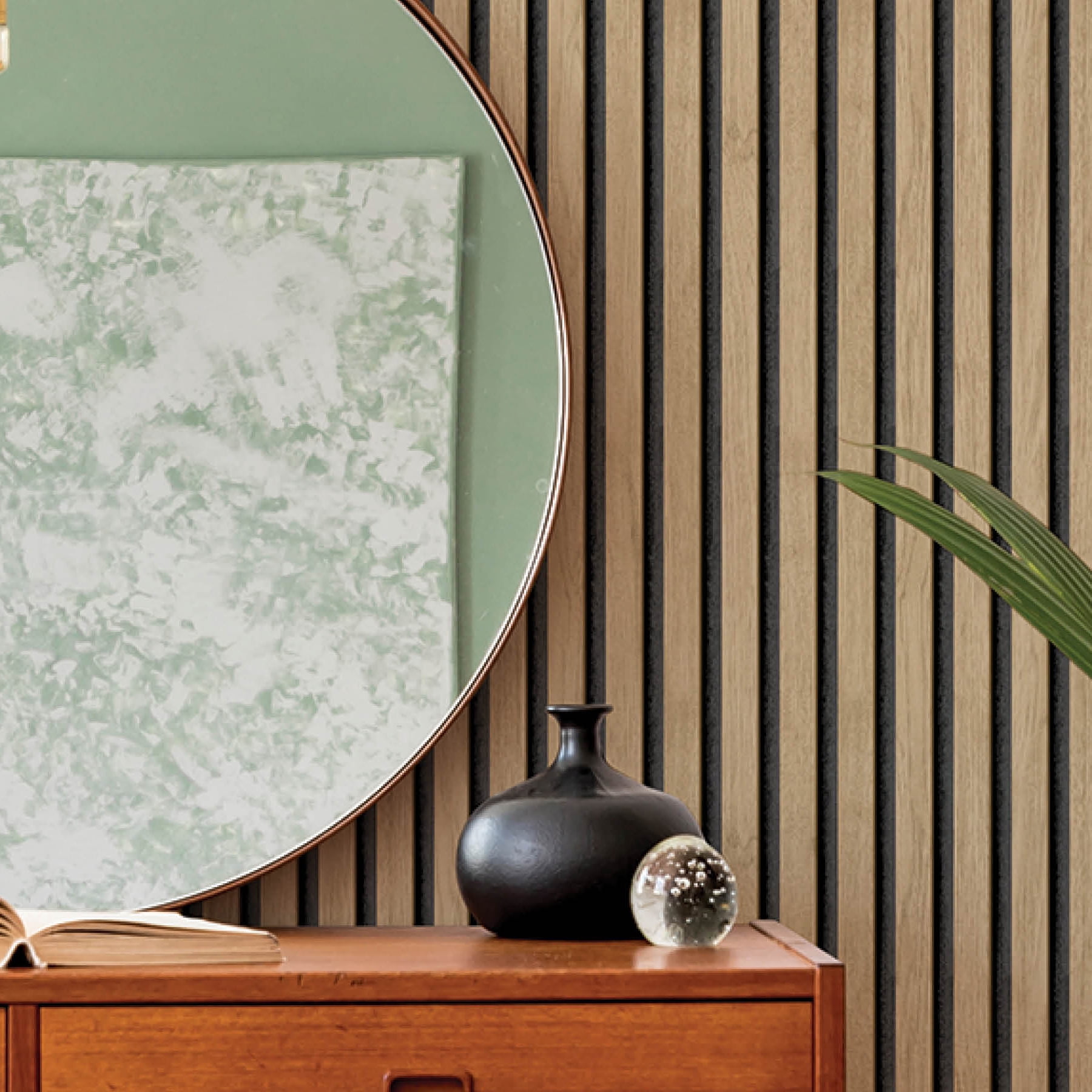Roommates Studio Cream Oak Slat Peel and Stick Wallpaper (White, 30.75 sq ft) d9wgd