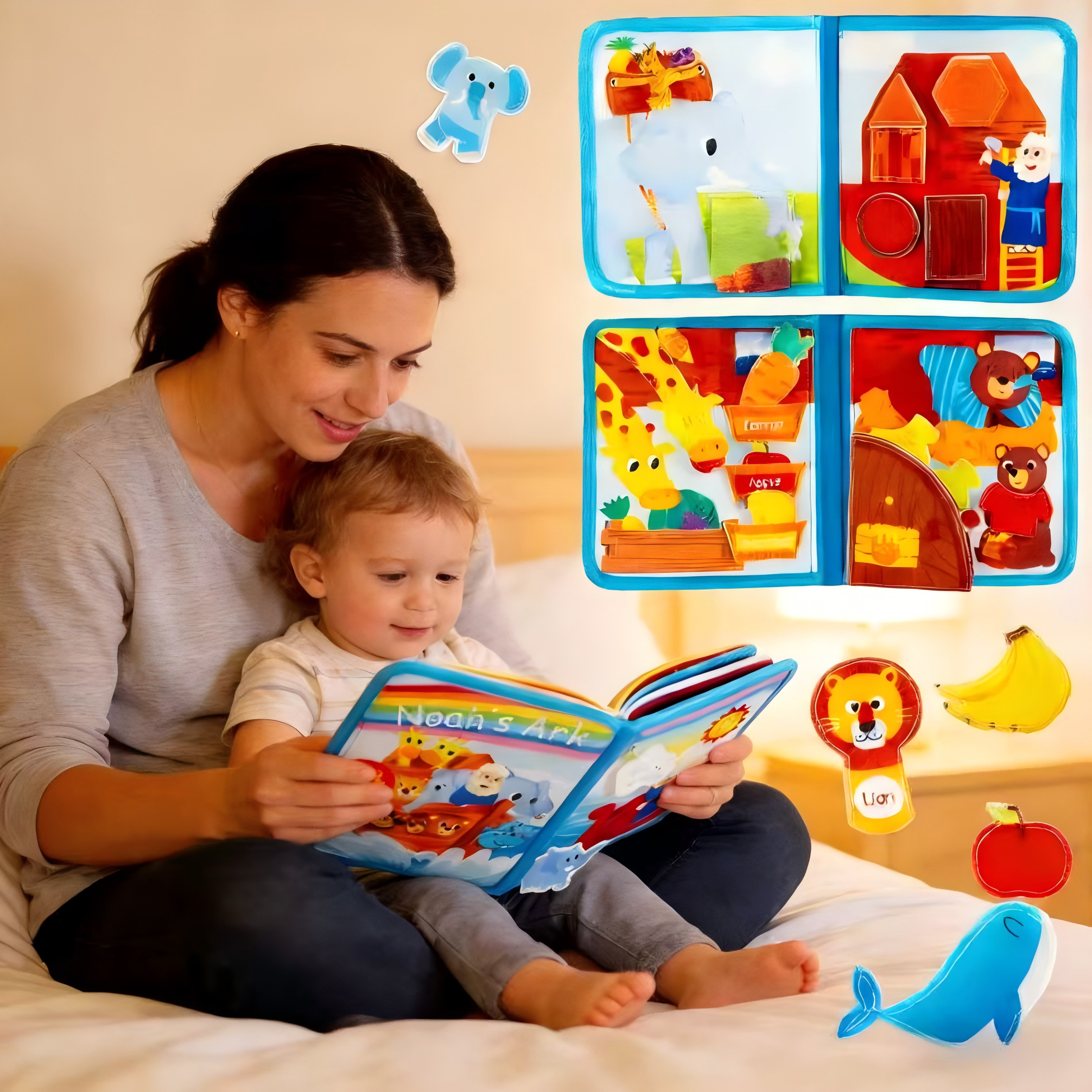 DEGIDEGI Montessori Busy Book, Interactive Felt Educational Activity Toy for Toddlers (Blue, 10 Pages) x74t1