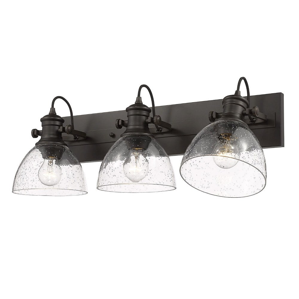 Golden Lighting Hines 3-Light Semi-Flush Mount Ceiling Fixture (Rubbed Bronze, 15 in) kmb3m