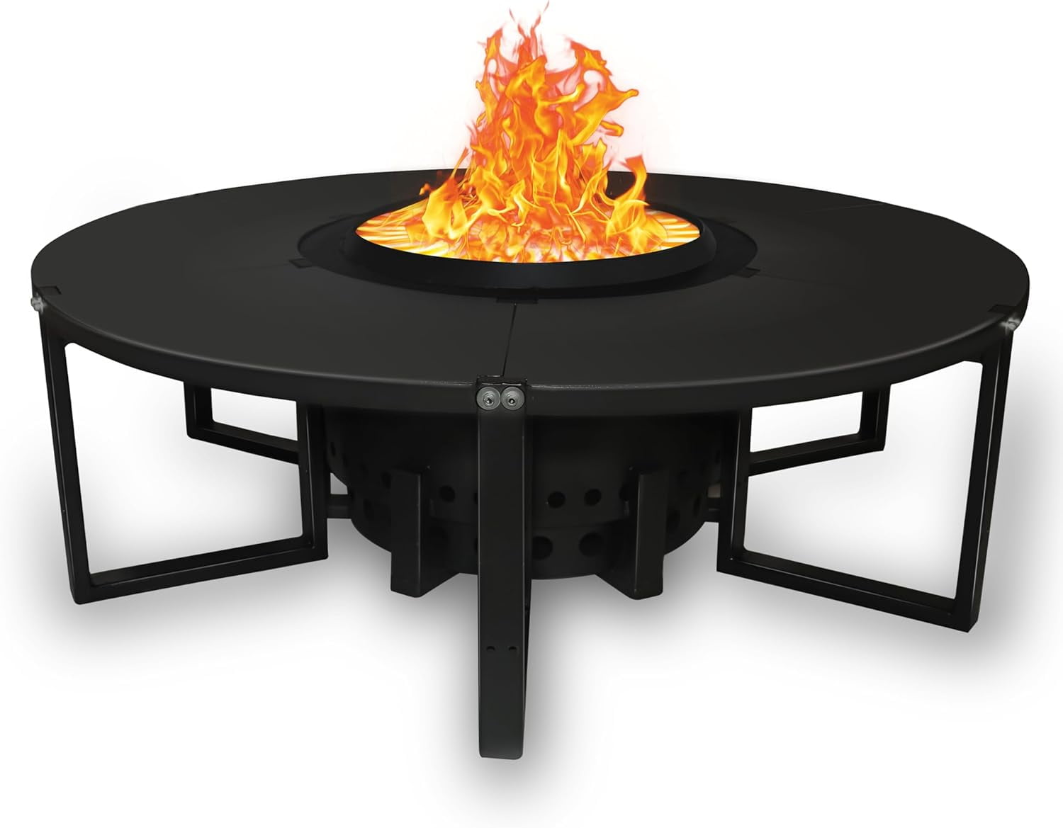 FEBTECH Smokeless Fire Pit with Round Table Top, Portable Outdoor Bonfire Pit for Patio and Camping (Black, 21.6 in) prkuh