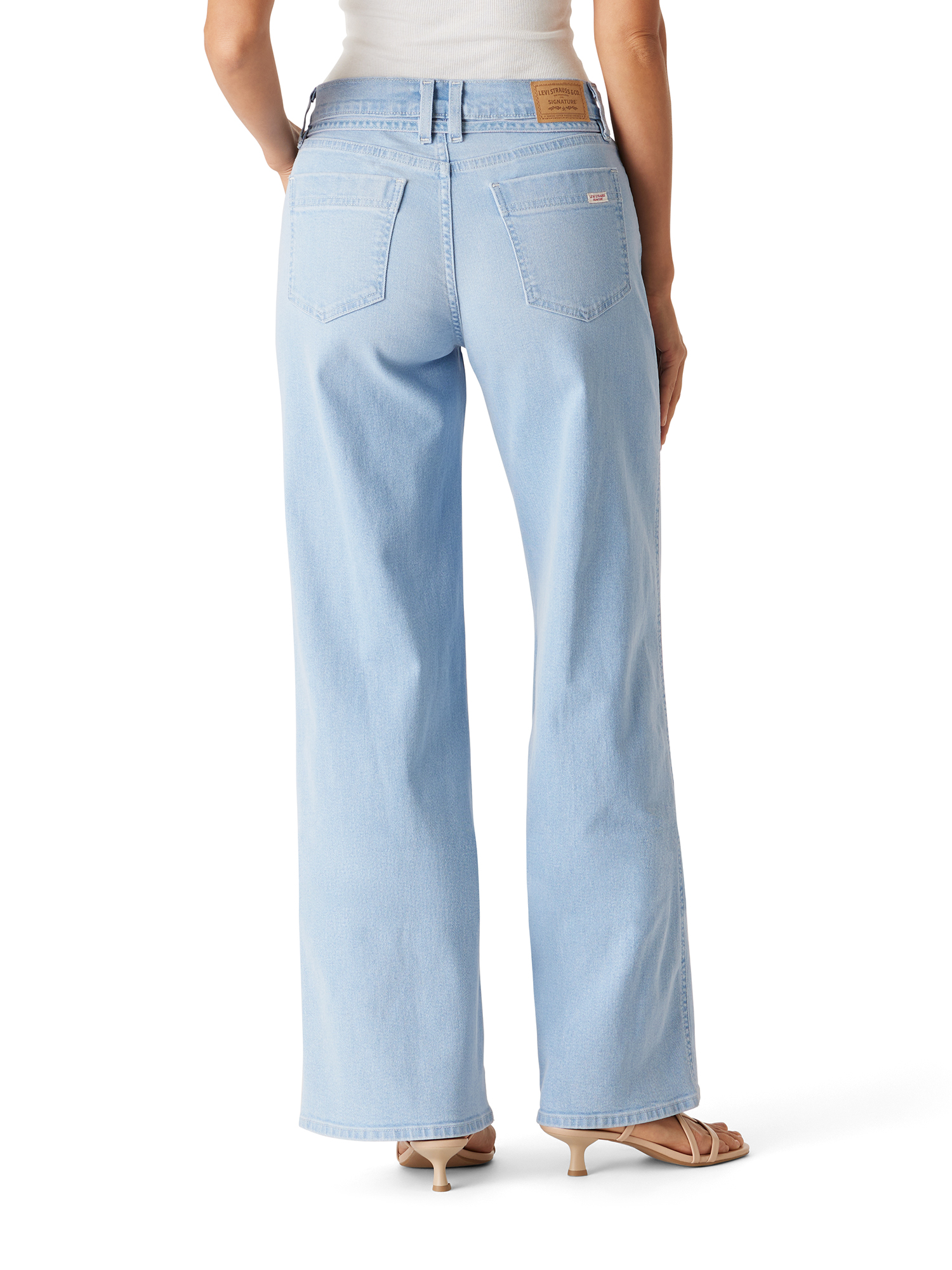 Levi Strauss Signature Women's Vintage Belted Wide Leg Denim Jeans (Blue, Size 8) mdjxn