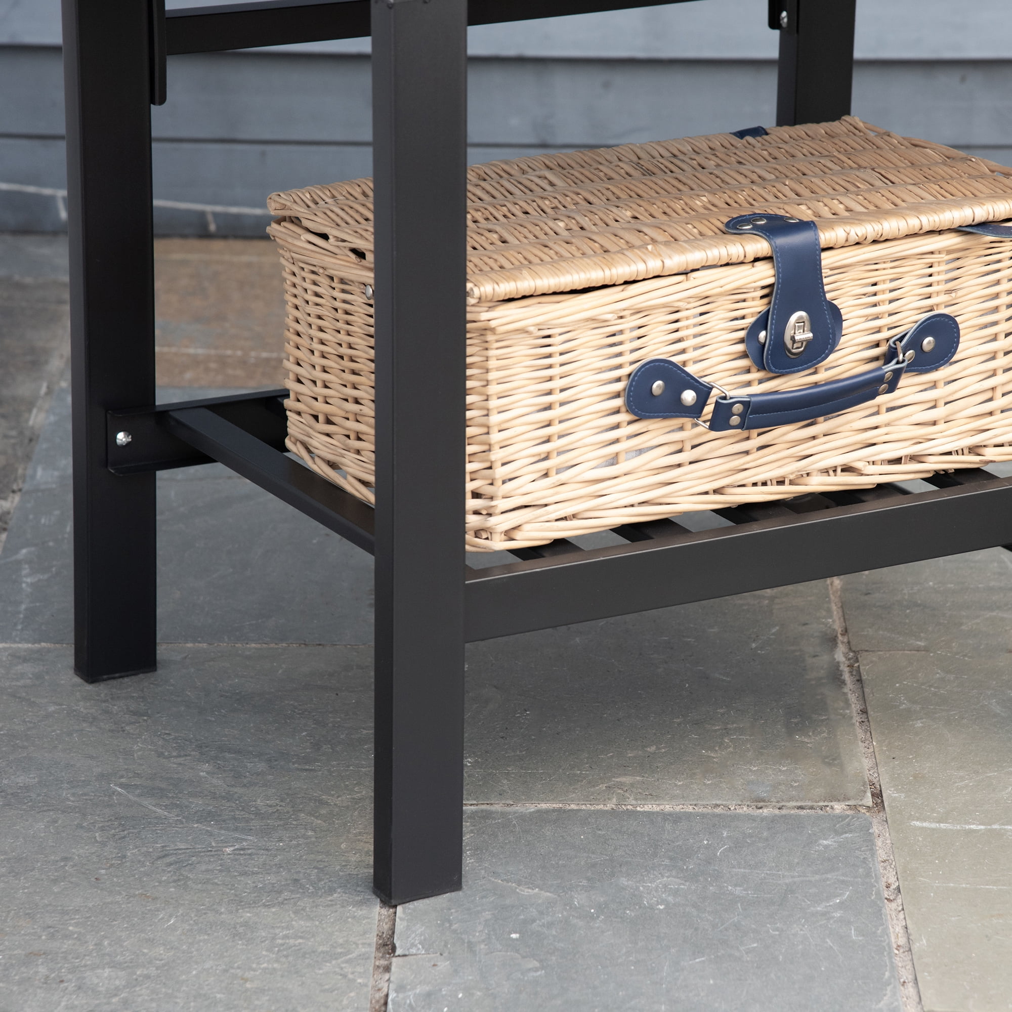 Outsunny Charcoal Grill with Side Table and Adjustable Height (Black, 48.75 in x 26 in x 44 in) clkkz