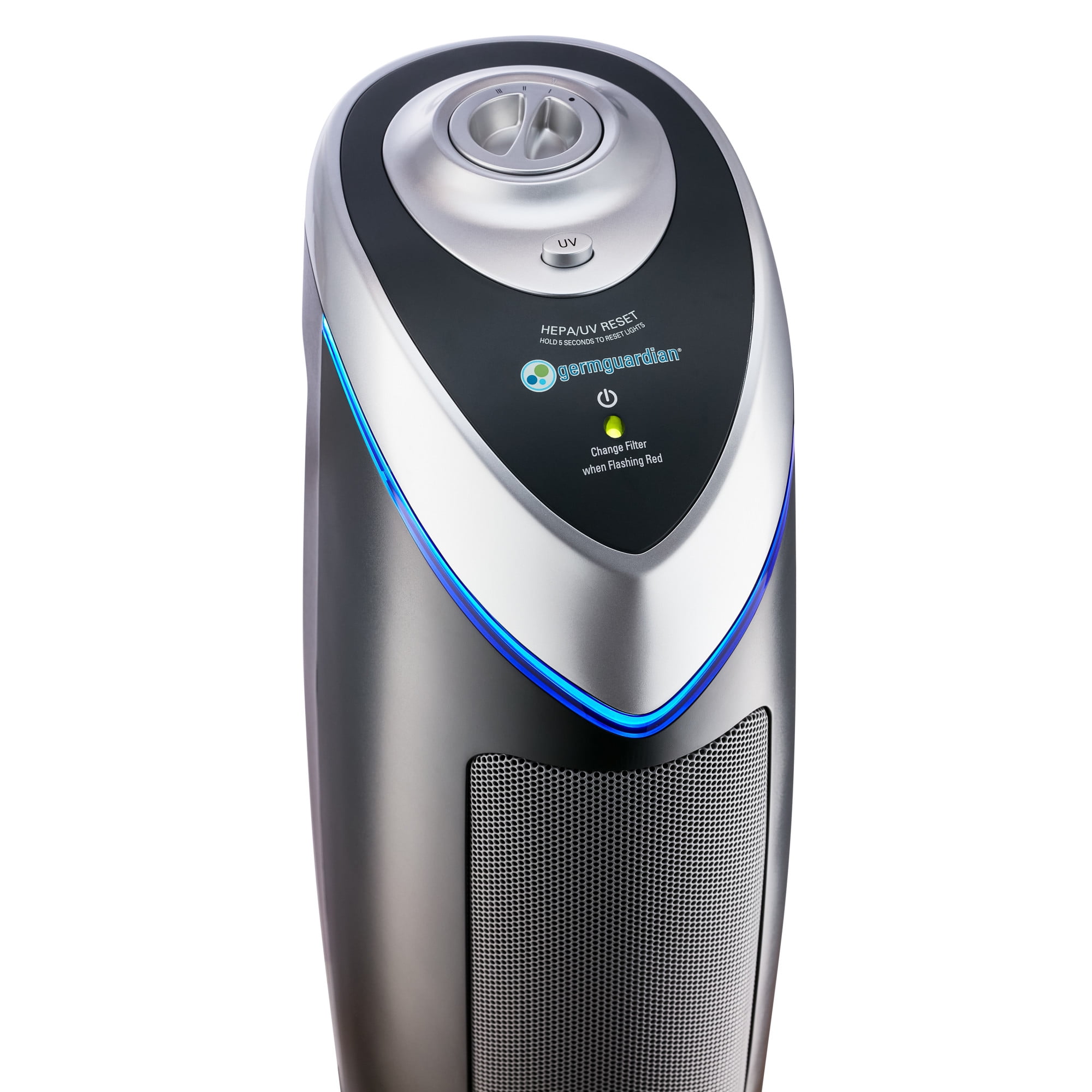 GermGuardian HEPA Tower Air Purifier with UV-C Light for Large Rooms (Gray, 743 sq. ft.) dh974