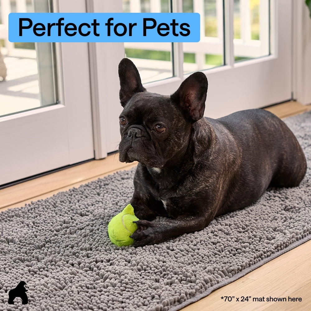 Gorilla Grip Ultra Absorbent Doormat for Muddy Paws, Machine Washable Indoor Entryway Rug (Gray, 24 in x 17 in) 2xk4q
