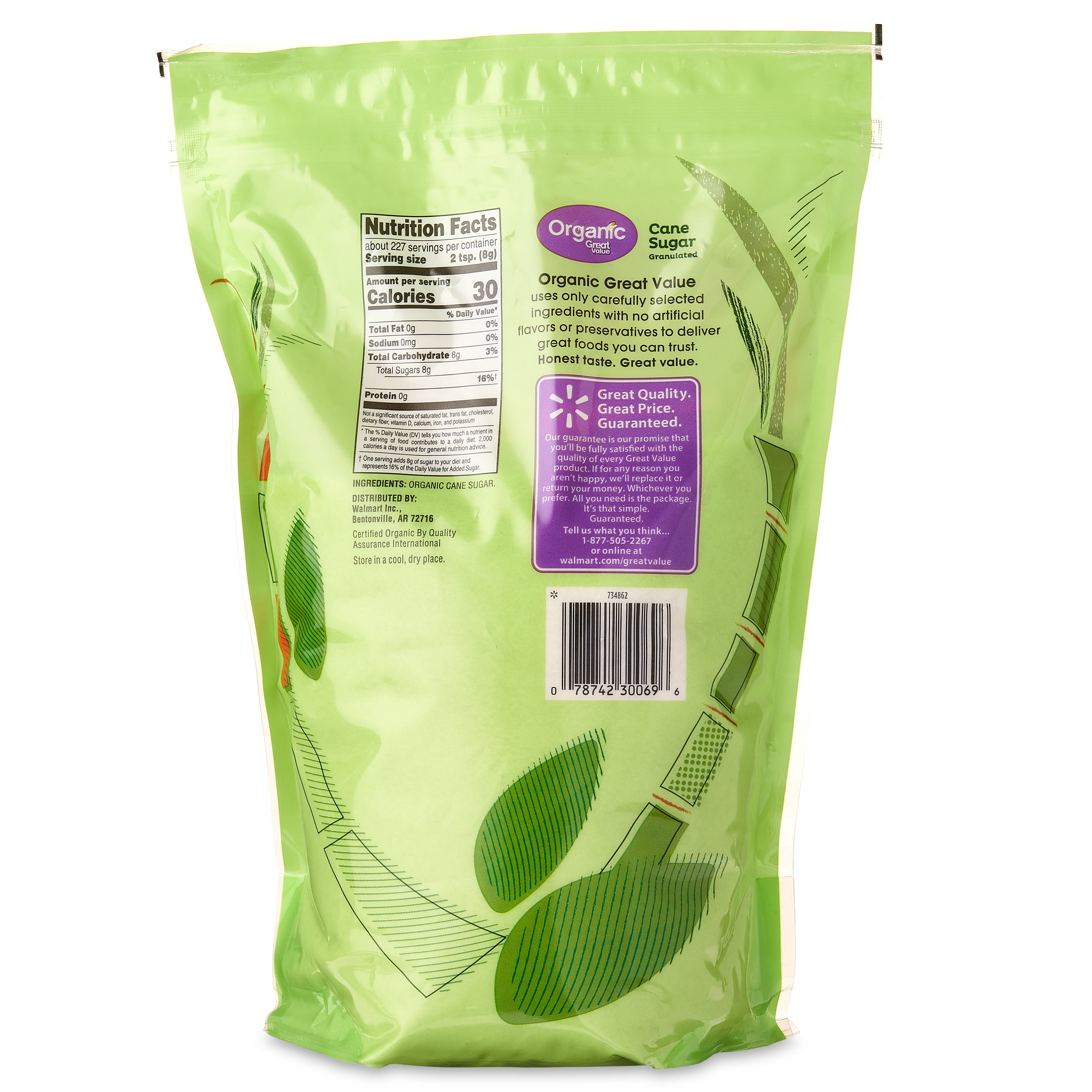Great Value Organic Granulated Cane Sugar (White, 4 lb) 7he5o