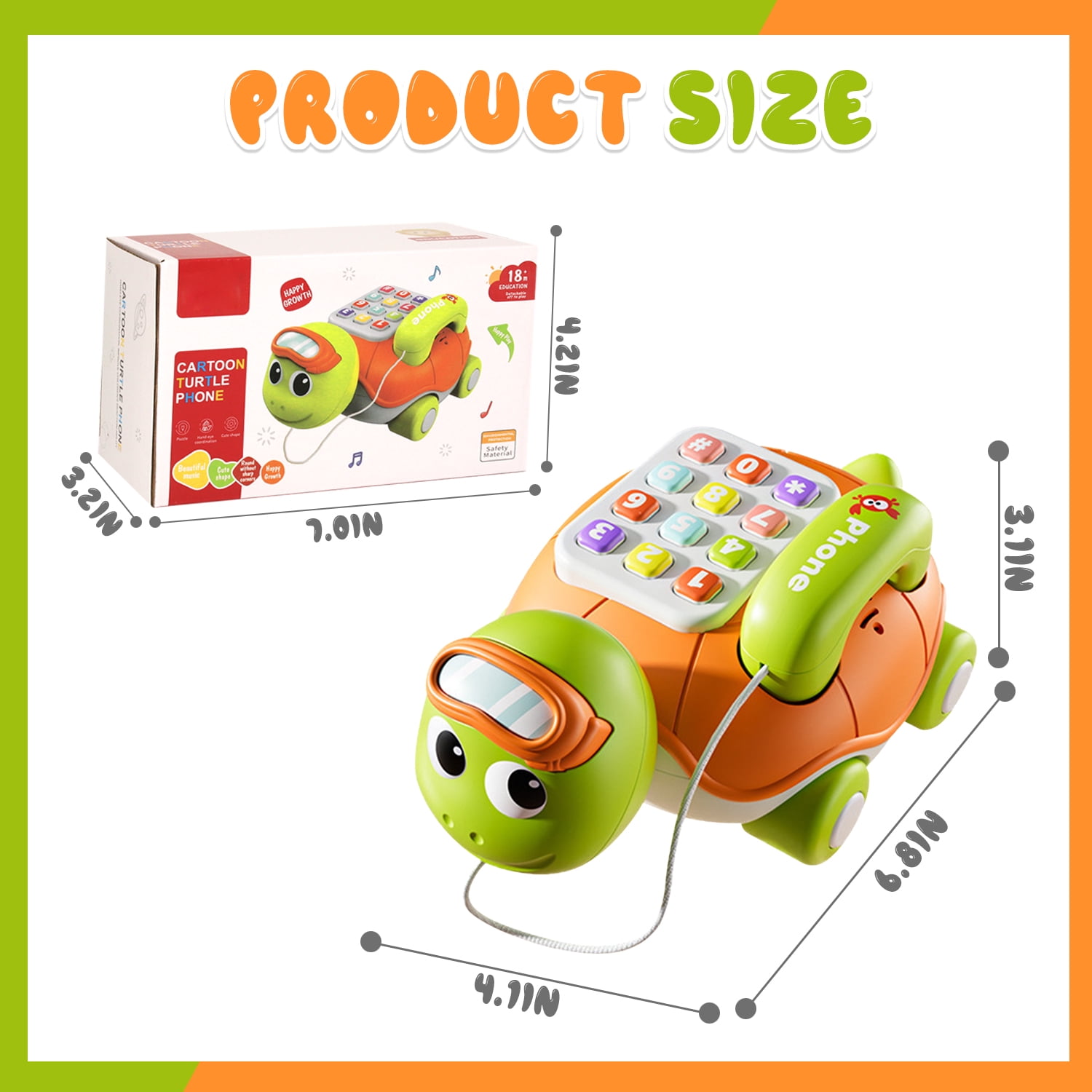 Style-Carry Crawling Turtle Musical Toy, Interactive Educational Learning Activity for Infants (Green, 1 Pack) dbne4