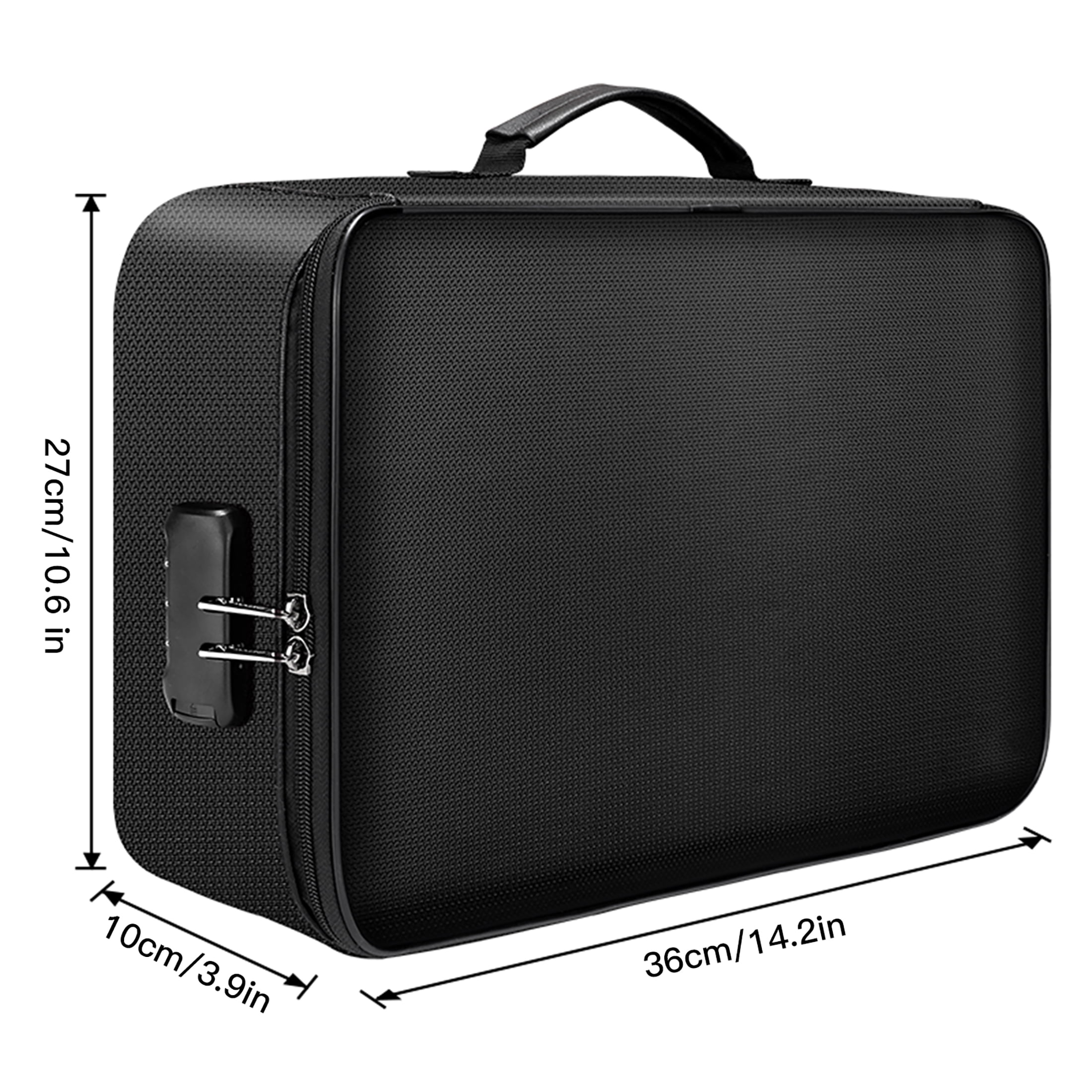 Mixfeer Fireproof Document Organizer Bag with Combination Lock (Black, 14.2 x 10.6 x 3.9 in) l3z61