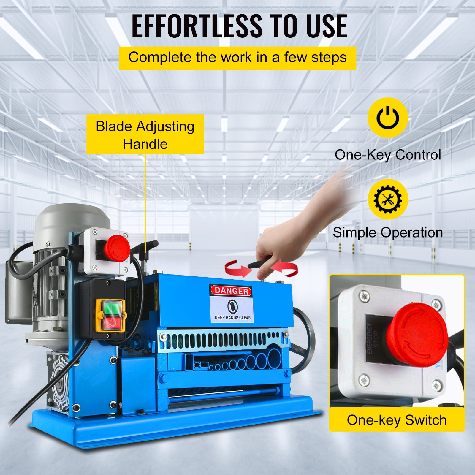 VEVOR Wire Stripping Machine, Automatic Electric Cable Stripper with 11 Channels and 10 Blades for Copper Recycling (Blue, 0.06 in - 1.5 in) cz33o