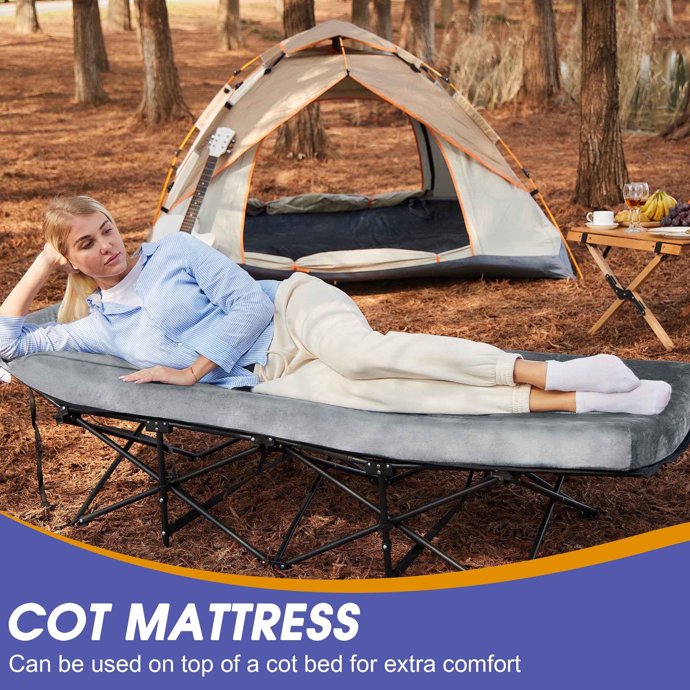 Teler CertiPUR-US Memory Foam Camping Mattress Pad, Portable Roll-Up Sleeping Mat for Tent, Car, and SUV (3 in Thick, Twin XL 80x38 in) 2wu2u