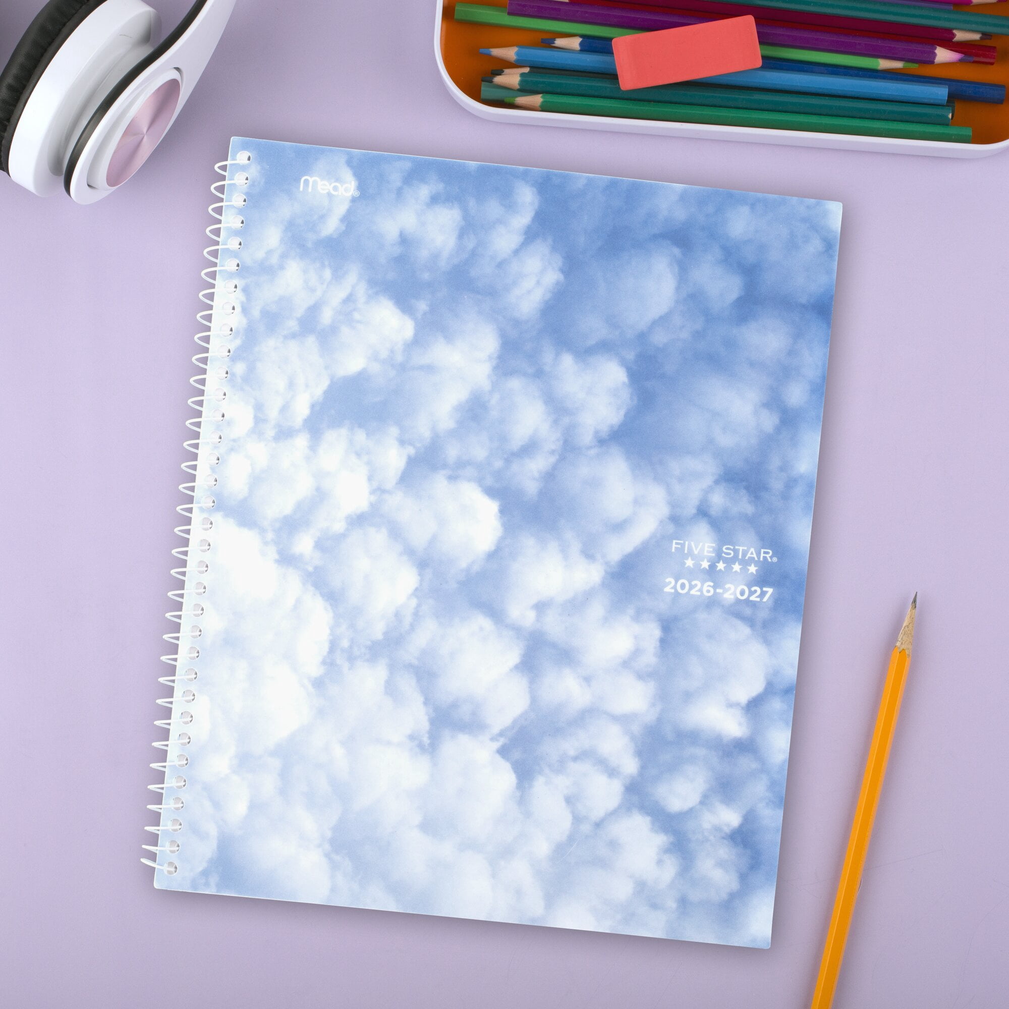 Five Star Cloud Nine Academic 2026-2027 Weekly Monthly Student Planner (White, 8.5 in x 11 in) p3ljz