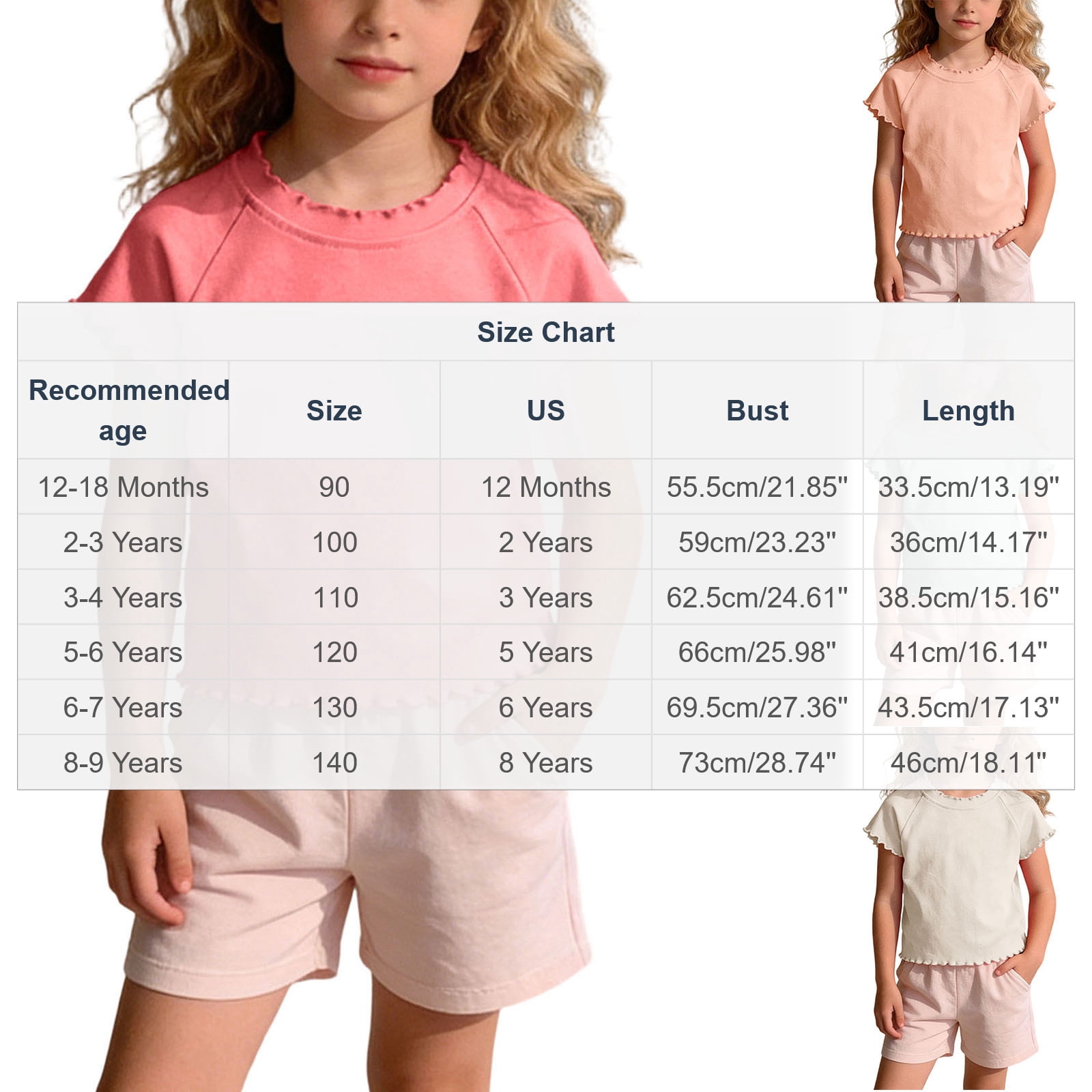 SROBPTY Girls Short Sleeve Crew Neck Lace Trim Casual Summer T-Shirt (Orange, 12M-9Y) zombp