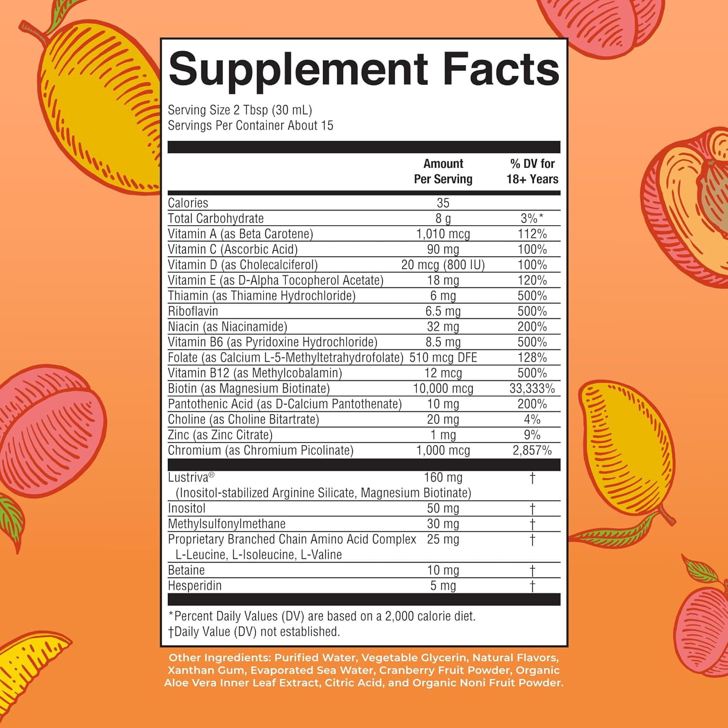 MaryRuth's Liquid Multivitamin with Biotin and Lustriva for Hair Growth (Peach Mango, 15.22 fl oz) 8c7vv