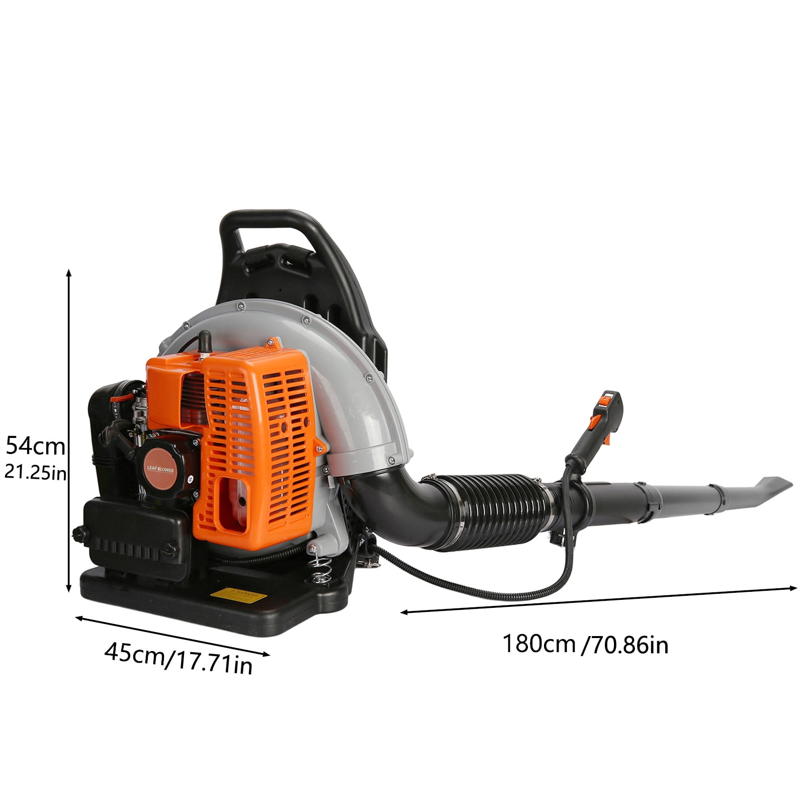 JNXYL EB650 63CC Gas Backpack Leaf Blower, Commercial Grade 2-Stroke Engine, 665 CFM High-Velocity Airflow (Orange, 63CC) wl5aw