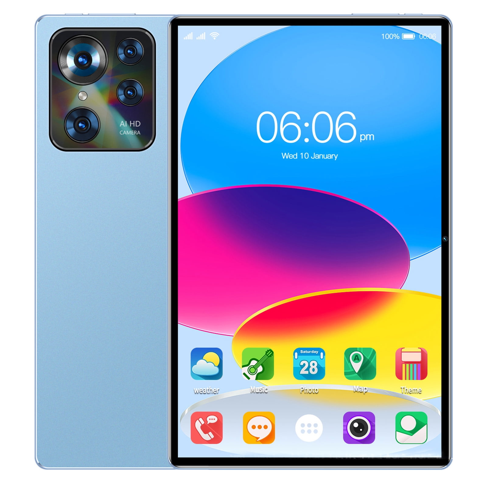 Taicanwovil 10.1 in Android Tablet, 4GB RAM 32GB ROM, 2K HD Display, 5G WiFi, Dual SIM, High-Resolution Cameras (Blue, 10.1 in) y6n2w