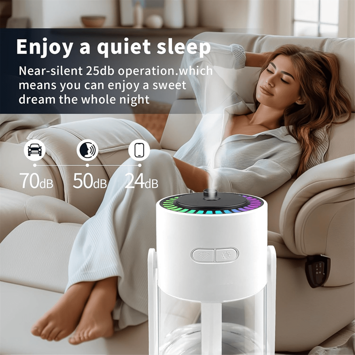 XINGYUN Mini Humidifier with Starry Sky Projection, USB Desktop Personal Humidifier for Office and Bedroom (White, 10 fl oz) 849i4